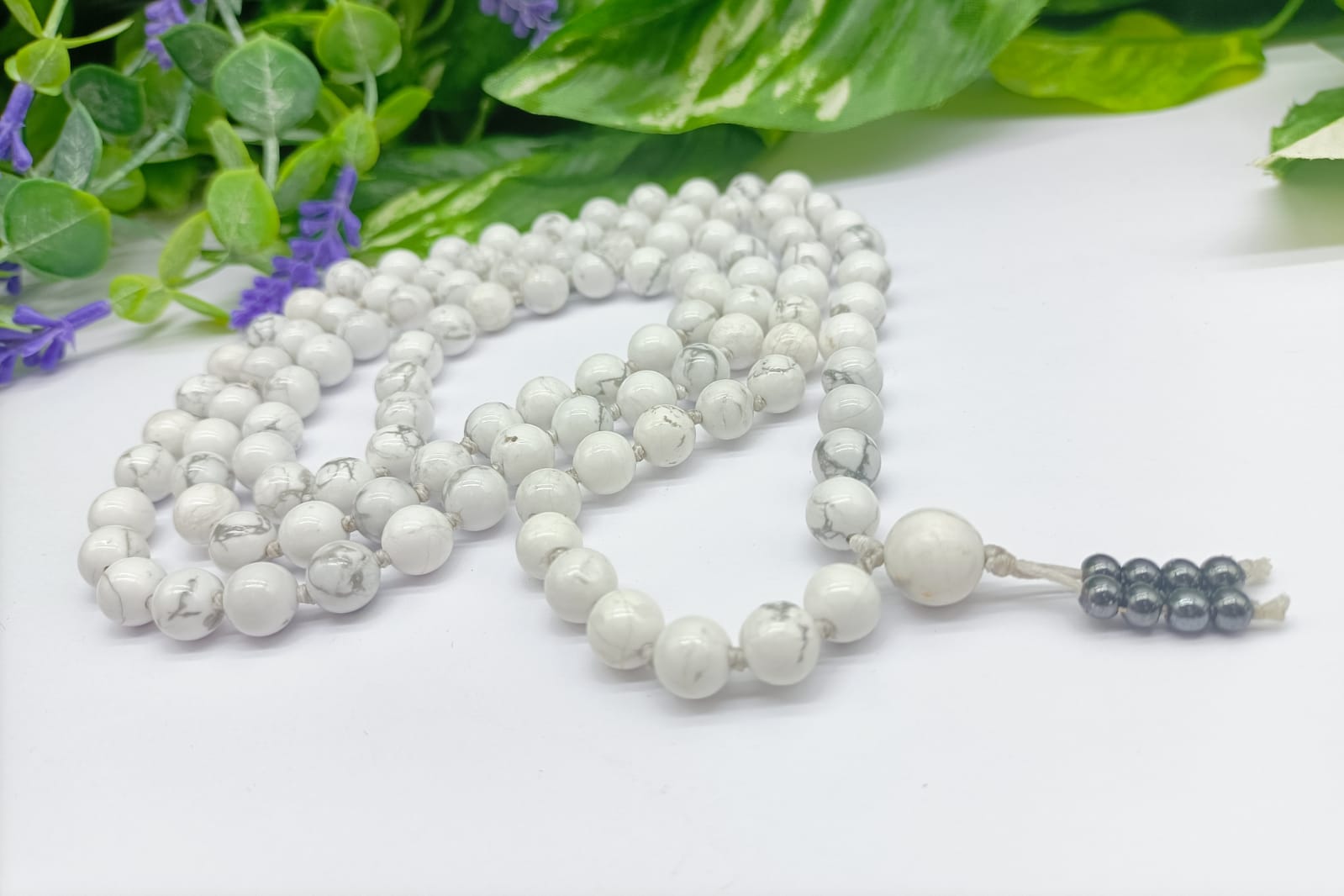 Howlite 108 Mala Beads Crystal Wellness