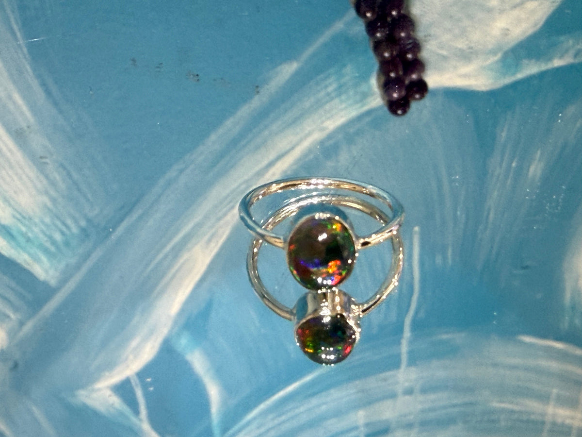 CHALAMA BLACK OPAL RING
“Stone of Mystery, Intuition & Transformation”, size 6.5 Crystal Wellness