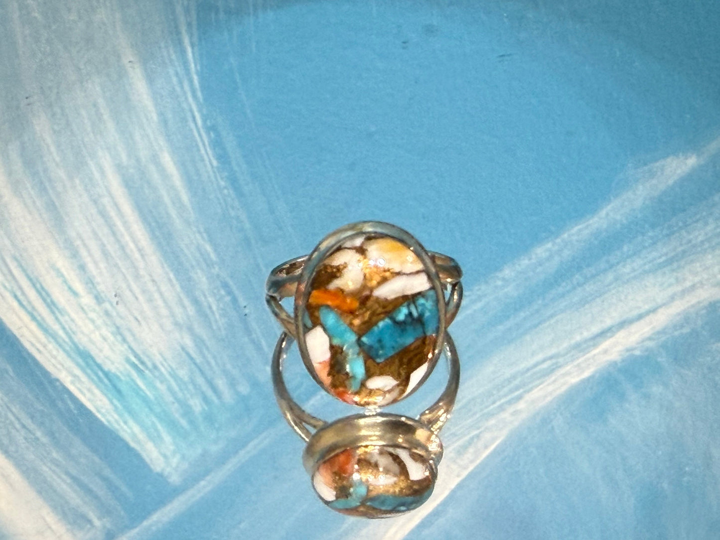 Spiny Oyster Turquoise Ring, size 8 – A Symbol of Vitality, Protection & Ocean Spirit Crystal Wellness