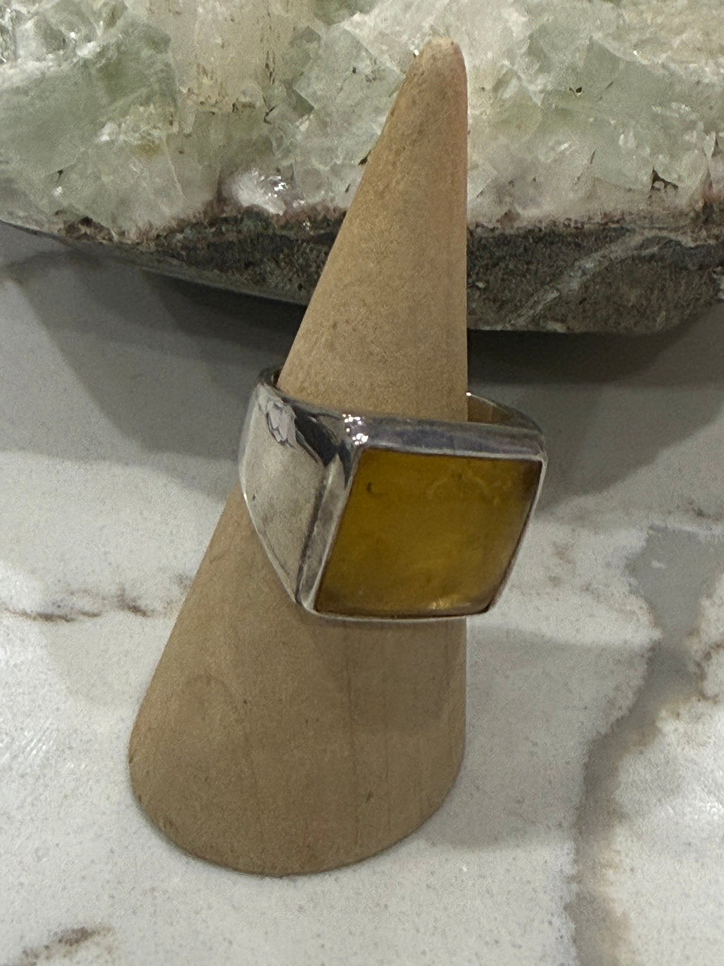 Butterscotch Amber Men’s Silver Ring – Size 9 Crystal Wellness
