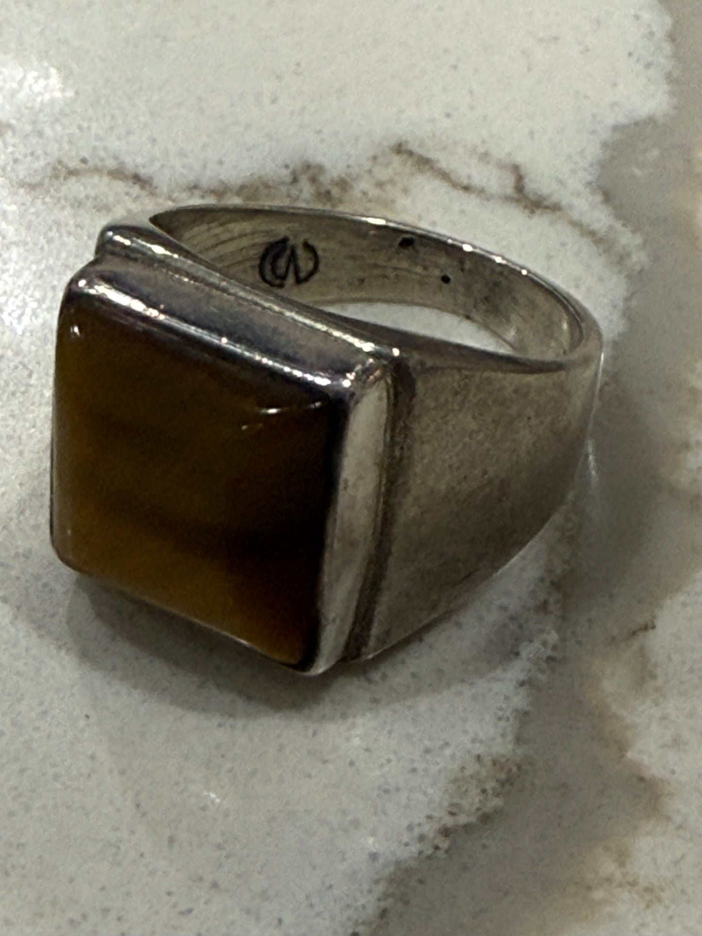 Golden Tiger Eye Men’s Silver Ring – Size 9 Crystal Wellness