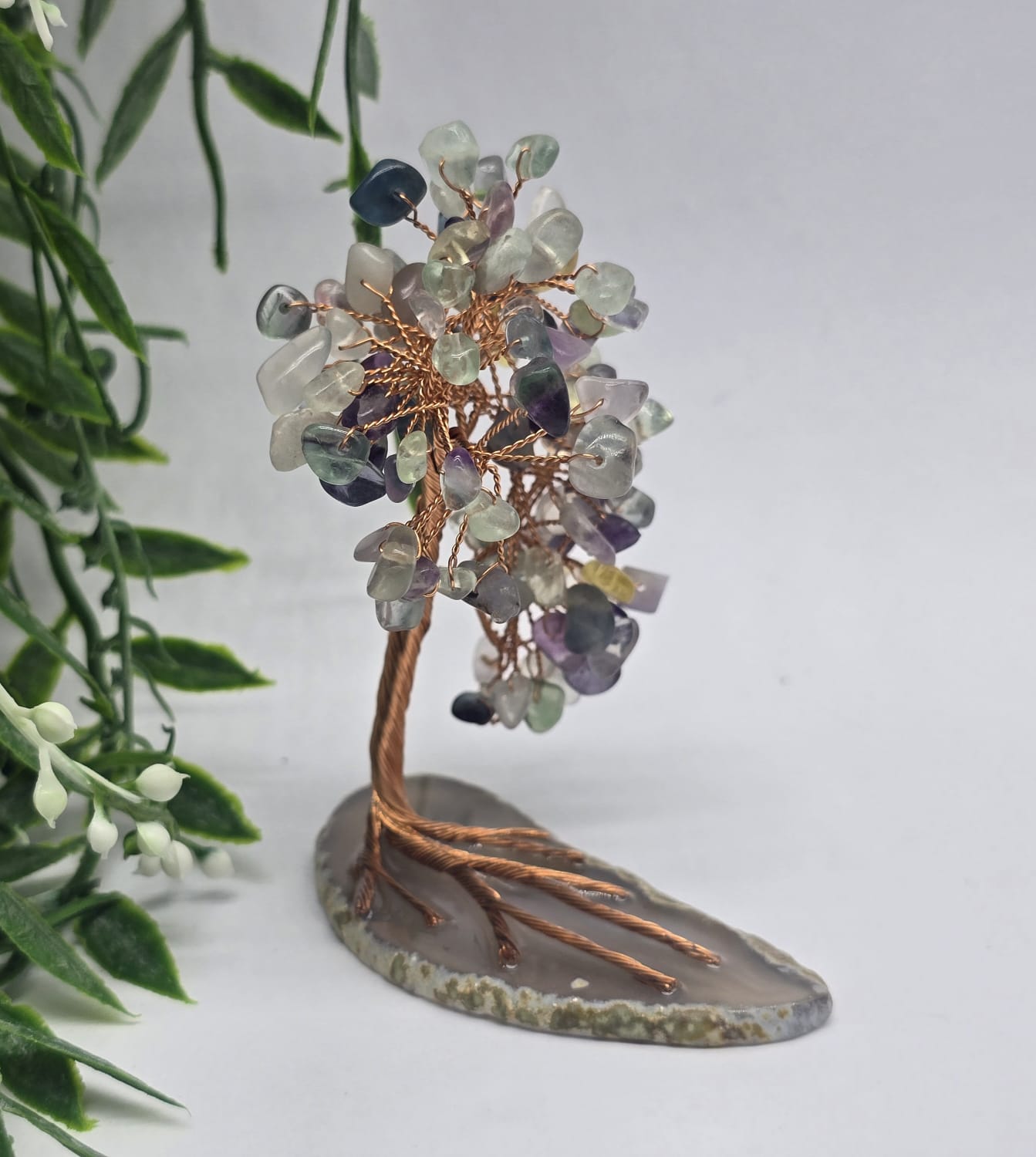 Fluorite Tree on Agate Base Crystal Wellness