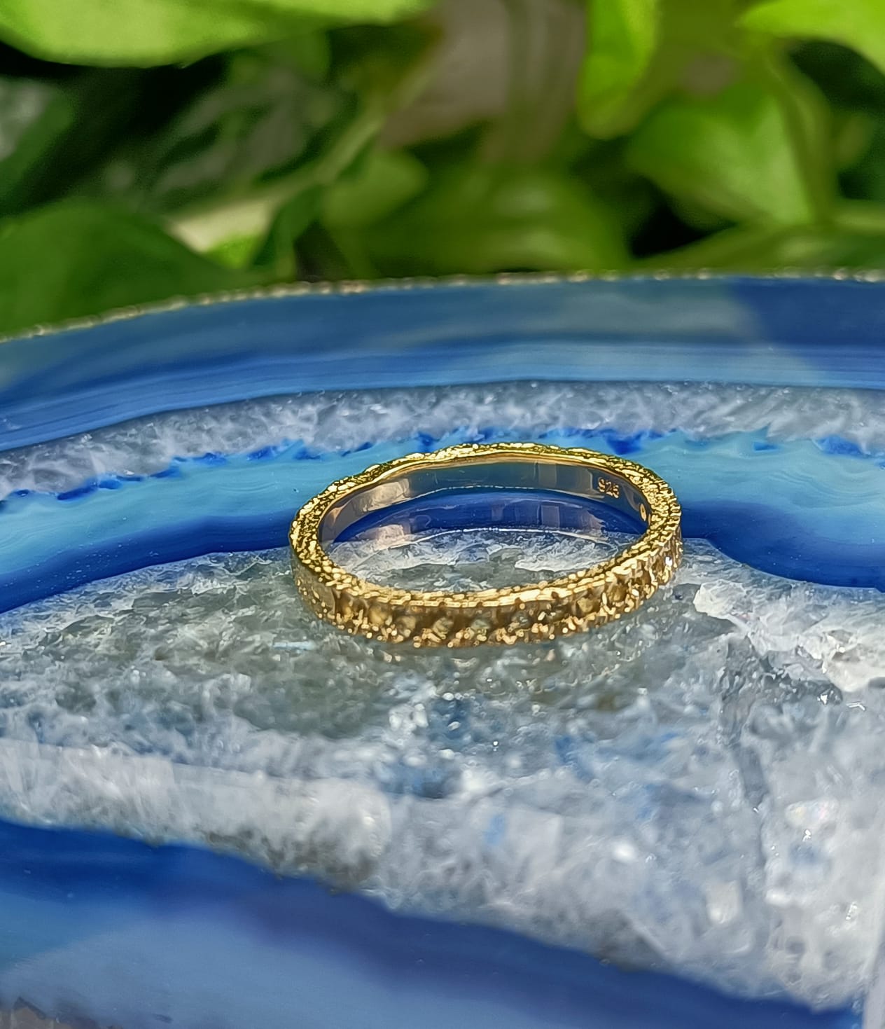 Authentic Moldavite 18ct Gold Vermeil Ring Crystal Wellness