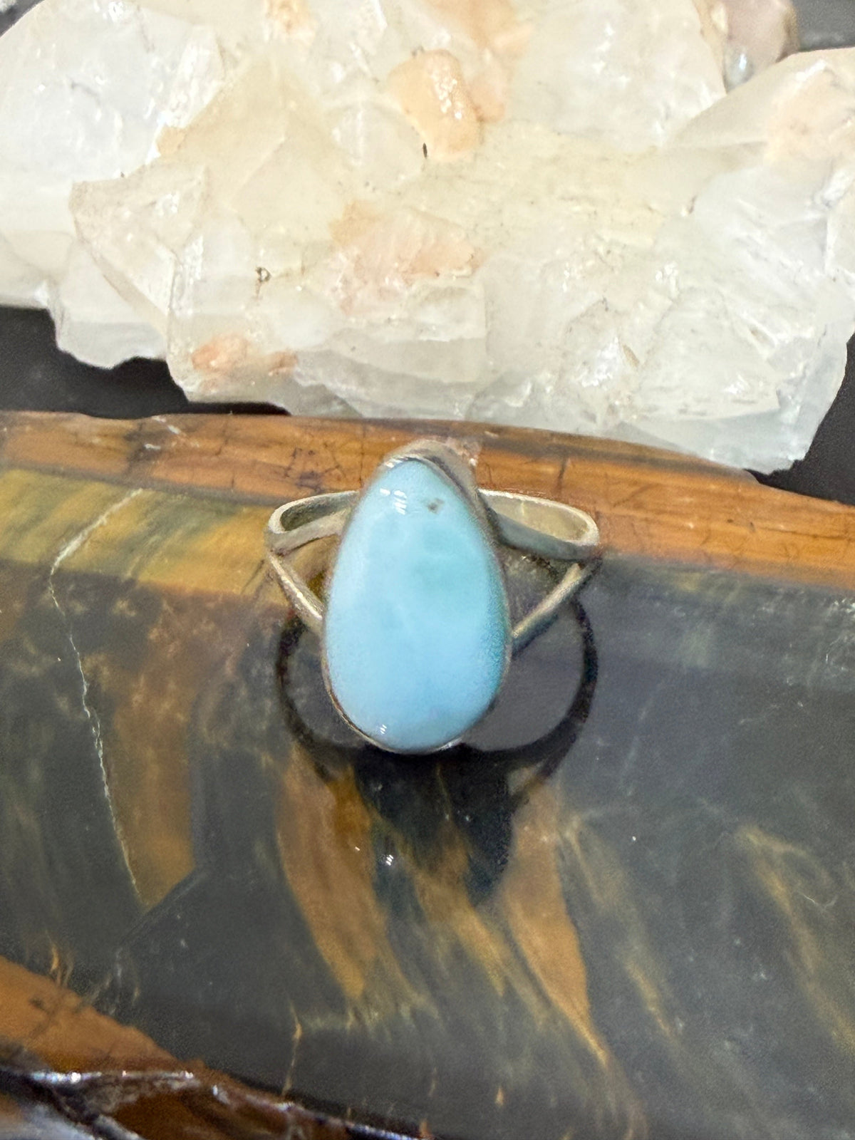 Larimar Ring — Serenity, Flow & Inner Peace, size 7.75 Crystal Wellness