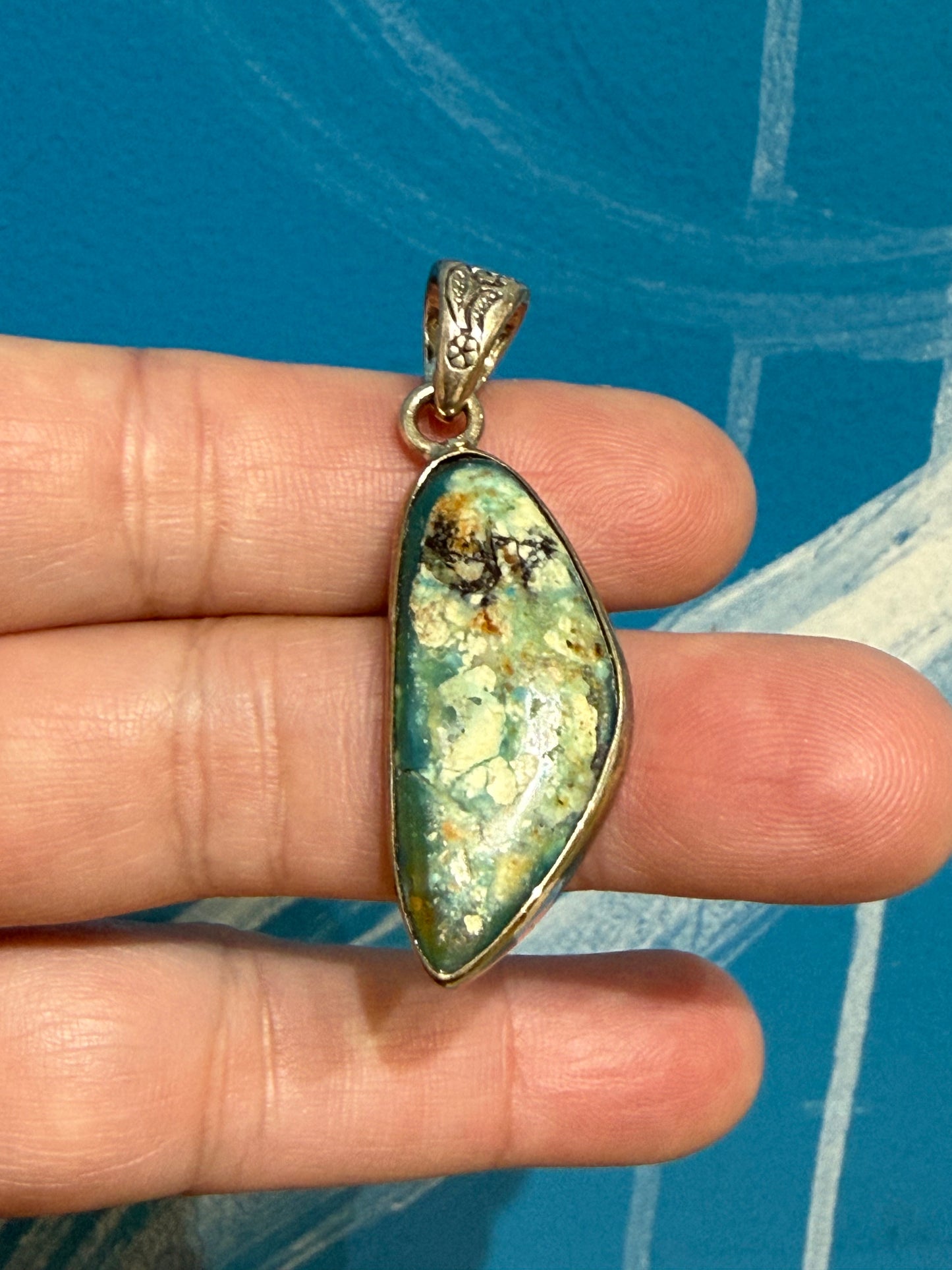 Chrysocolla Pendant — Stone of Divine Feminine & Gentle Truth, 35mmx15mm Crystal Wellness