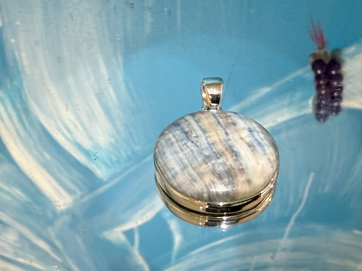 BLUE SCHEELITE PENDANT — “Stone of Intuition, Clarity & Spiritual Awakening”, 26mmx26mm Crystal Wellness