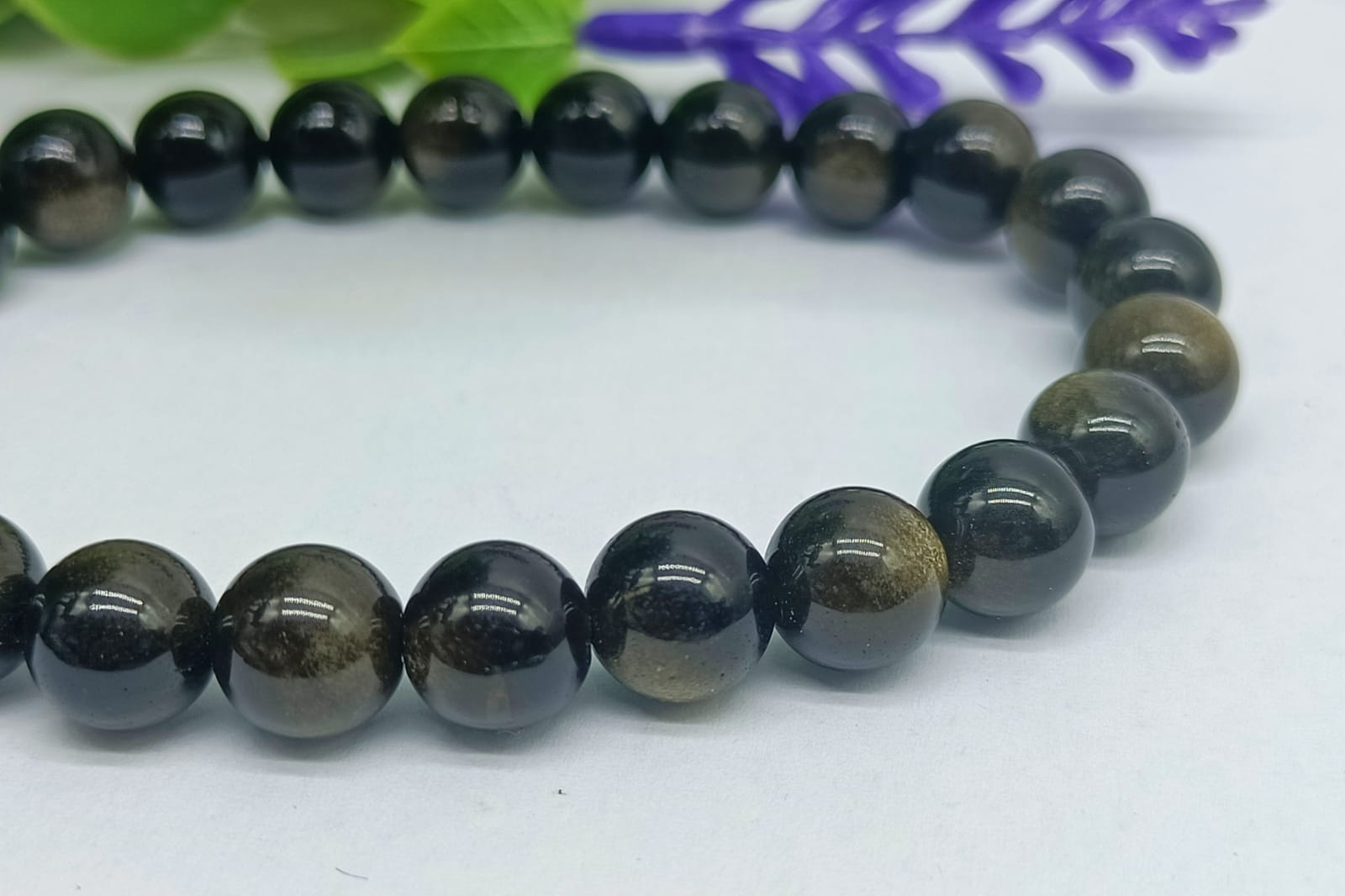 Gold Sheen Obsidian AAA Grade 8mm Beads Bracelet Crystal Wellness