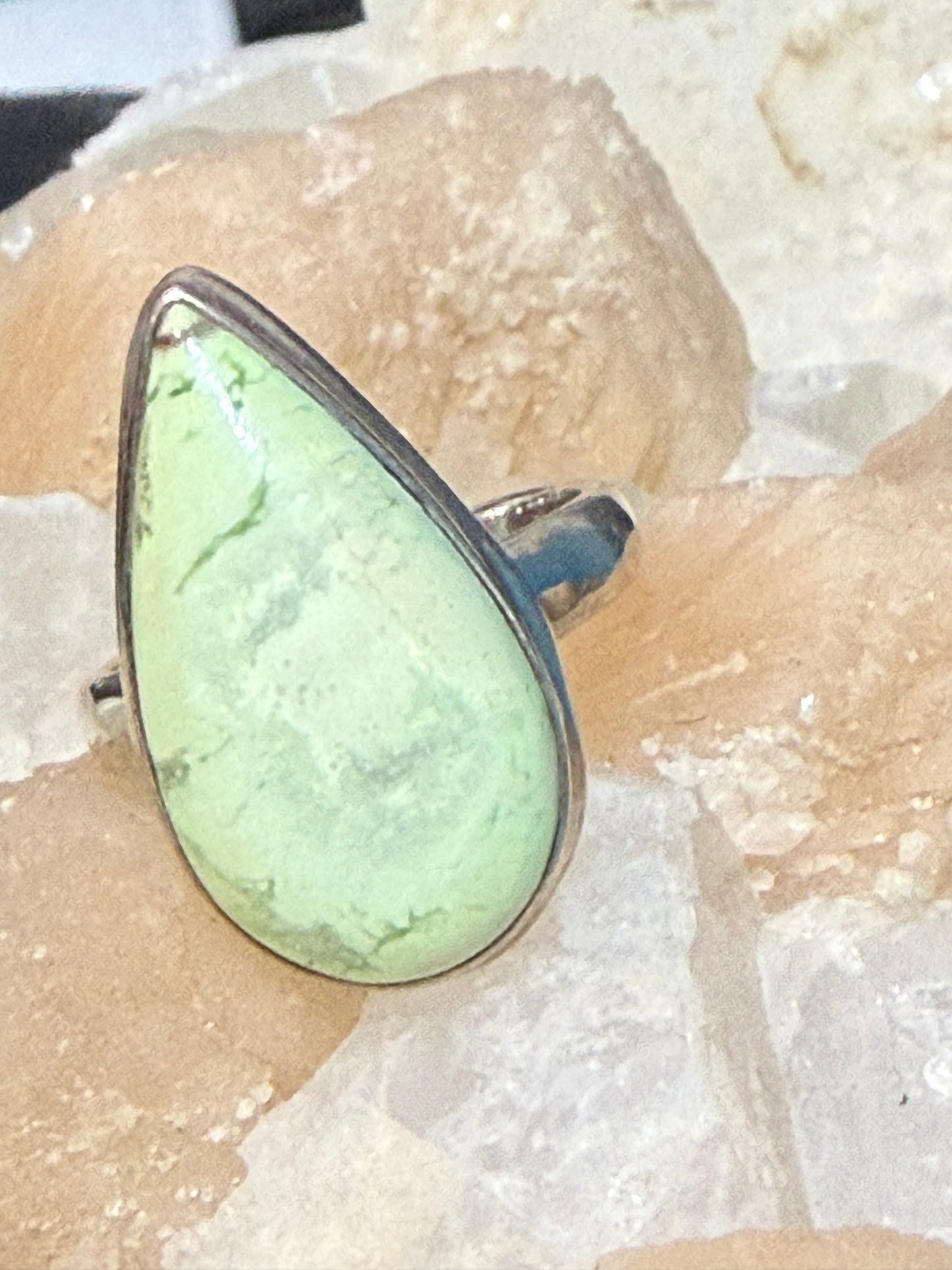 Golden Harmony Lemon Chrysoprase Ring – Sterling Silver, Size 6.5 Crystal Wellness