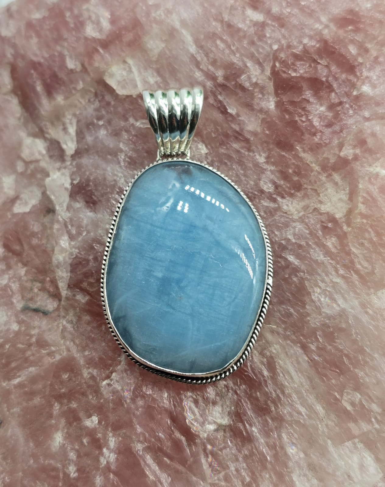 AAA Grade Aquamarine 925 Silver Pendant Crystal Wellness