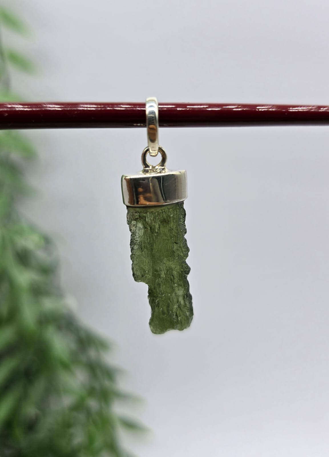 3.3g Authentic Moldavite 925 Sterling Silver Pendant 30x11mm Crystal Wellness