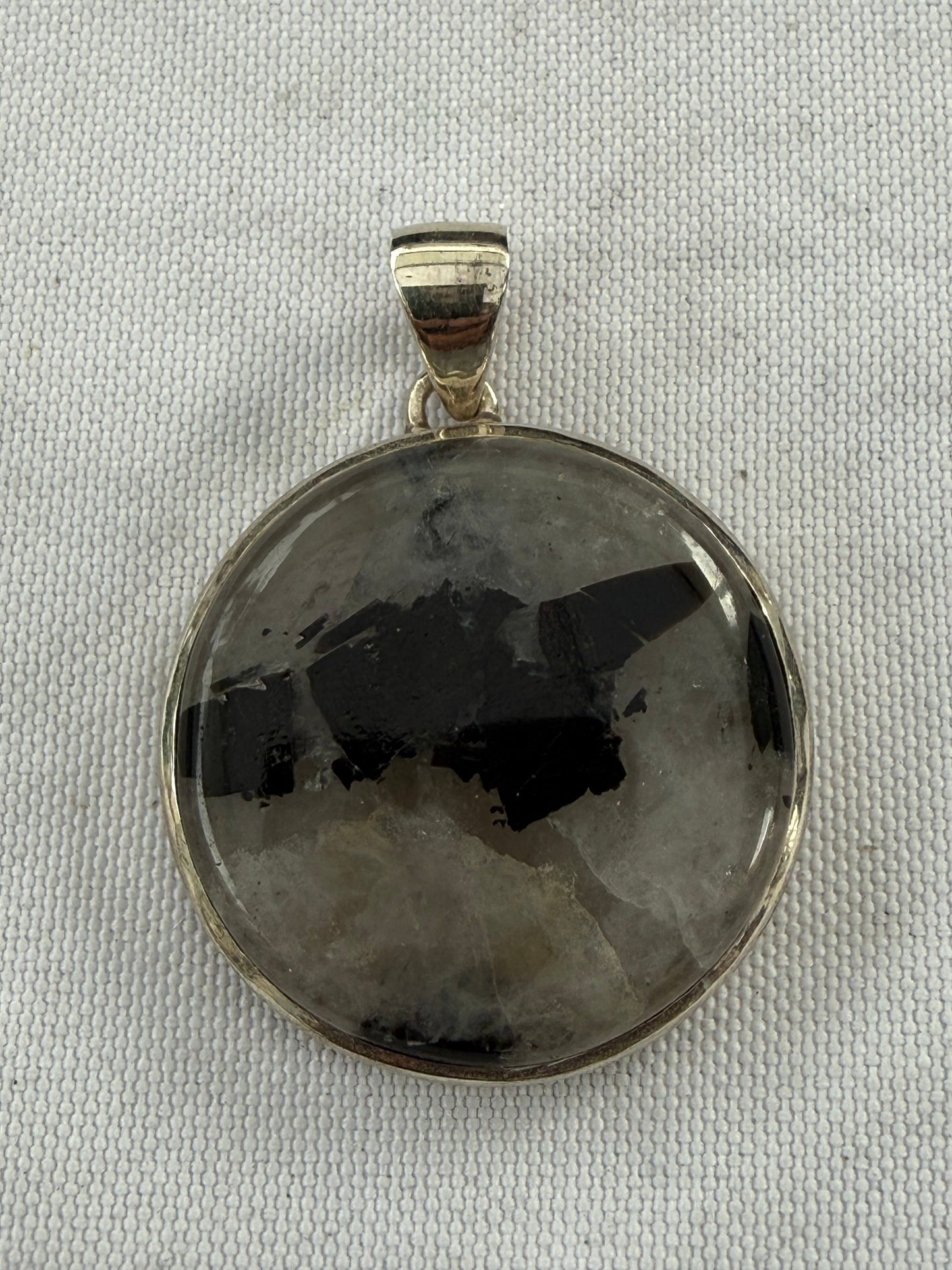 Black Tourmaline in Quartz Silver Pendant Crystal Wellness