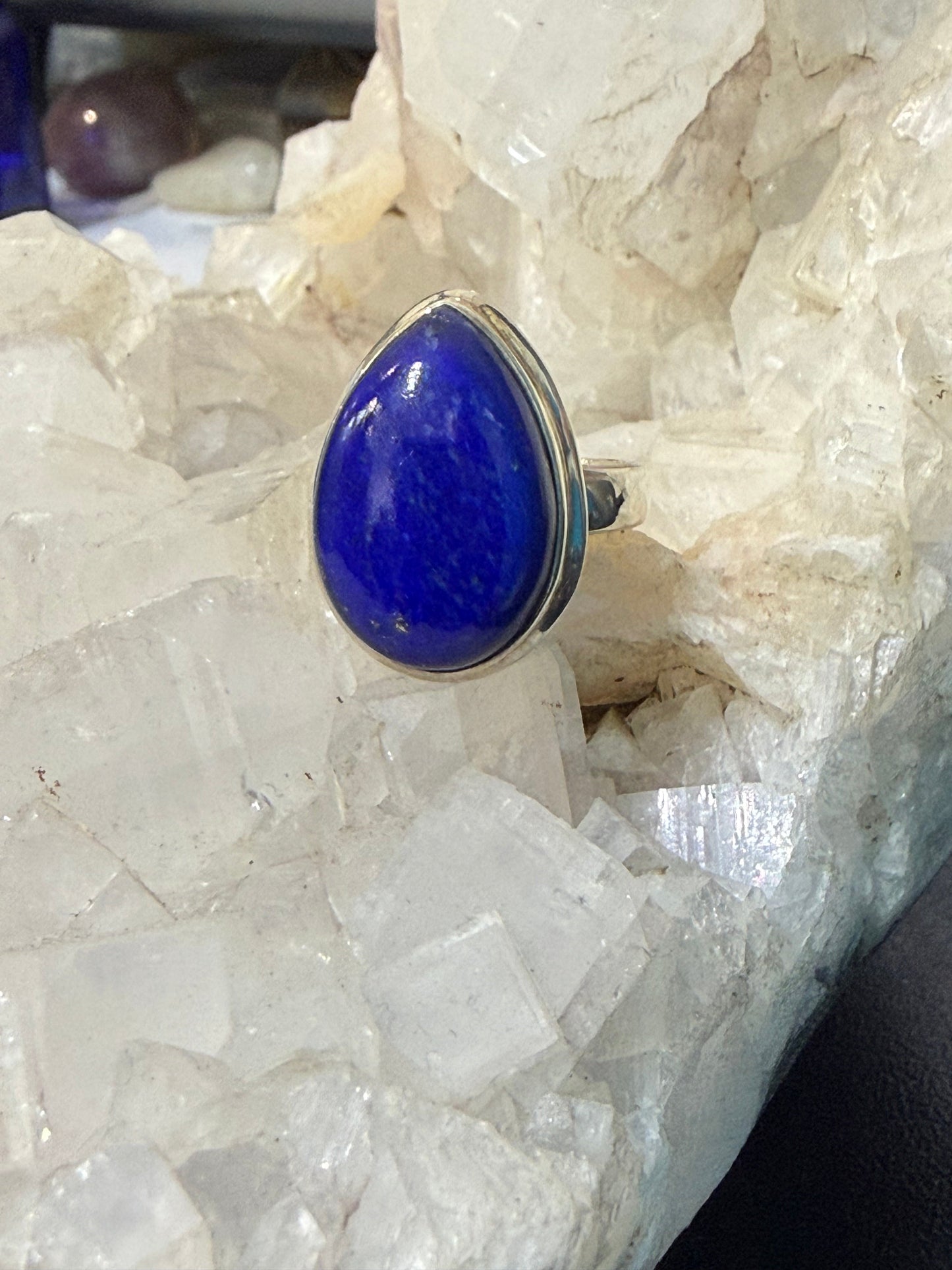 Lapis Lazuli Sterling Silver Ring Size 6.5 Crystal Wellness