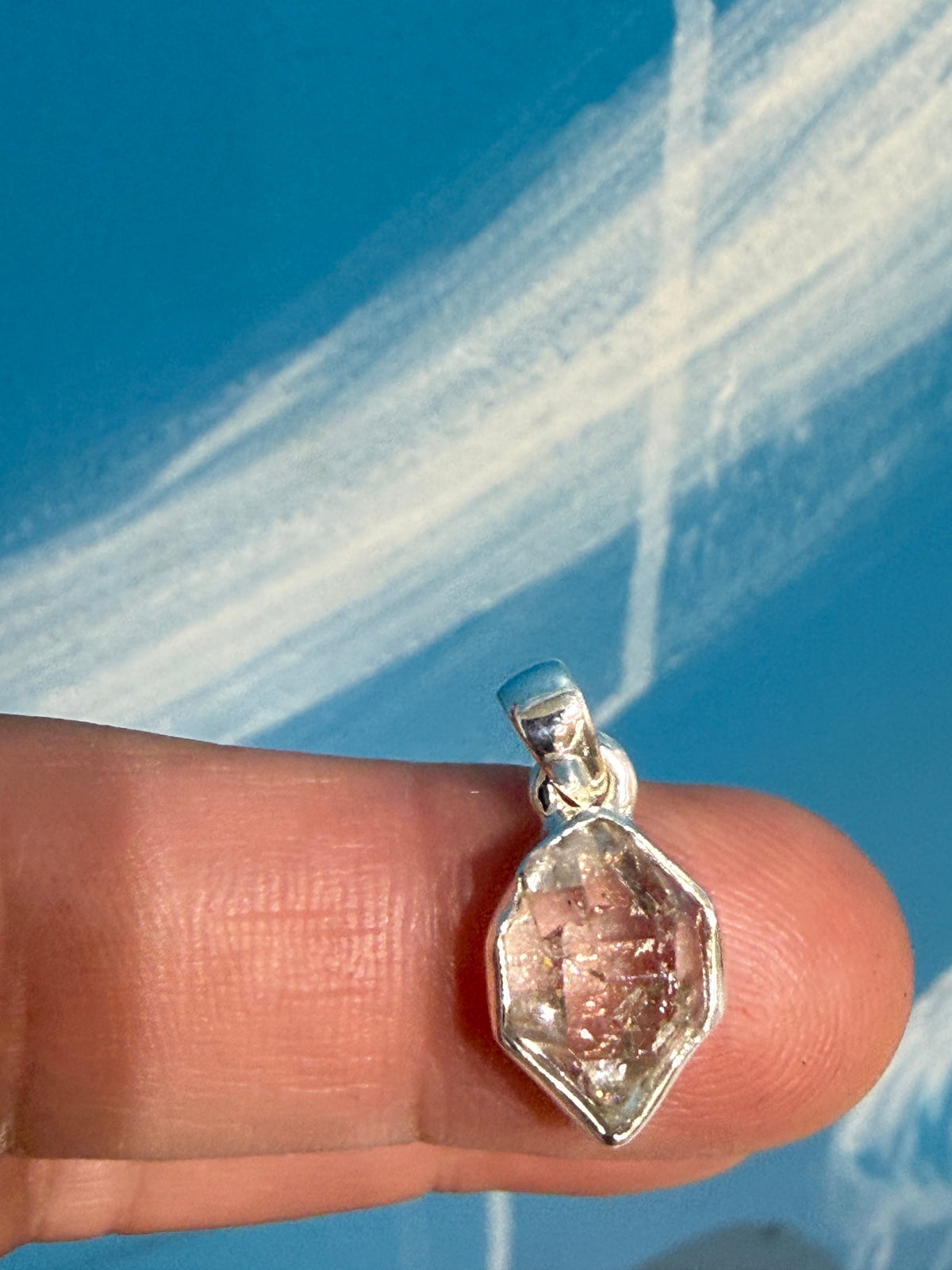 Herkimer Diamond Pendant – “Stone of Clarity, Light & Spiritual Awakening”, 17mmx10mm Crystal Wellness