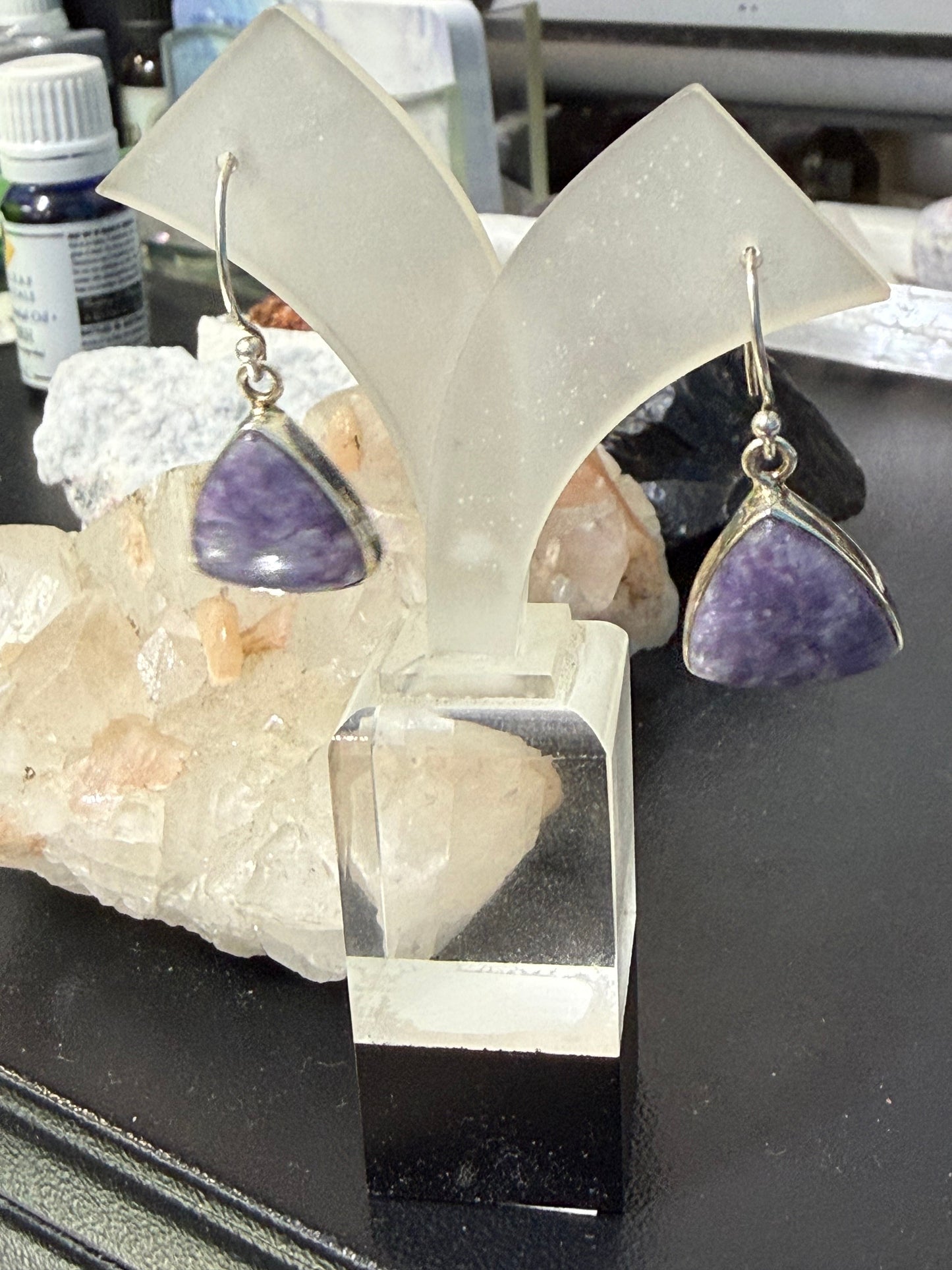 Lepidolite Earrings — Serenity in Soft Lavender, 15mmx15mm Crystal Wellness