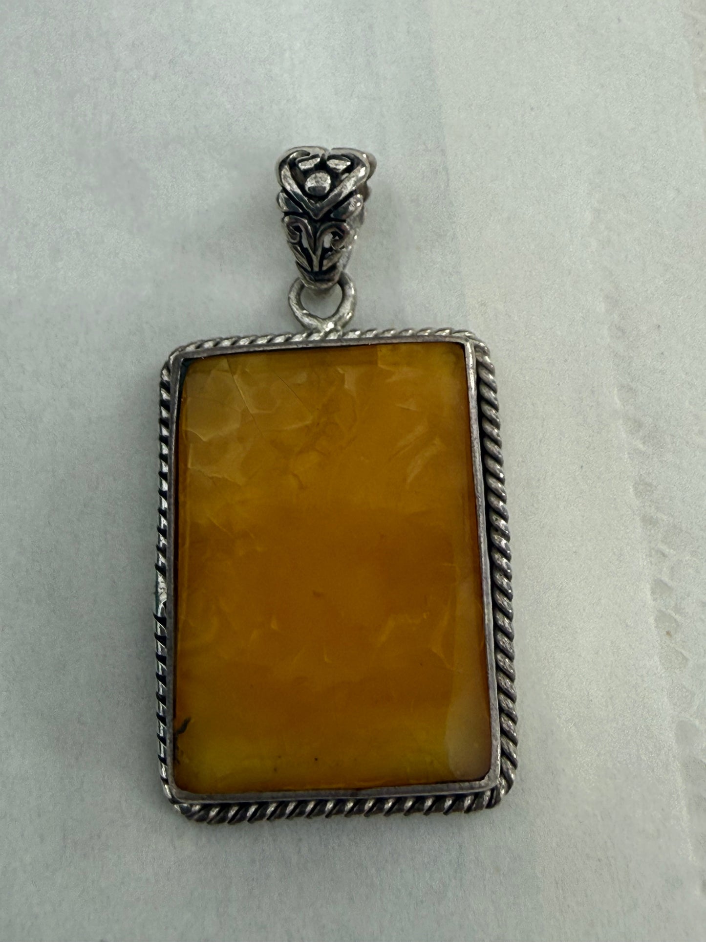 Butterscotch Amber Silver Pendant 24mmx20mm Crystal Wellness