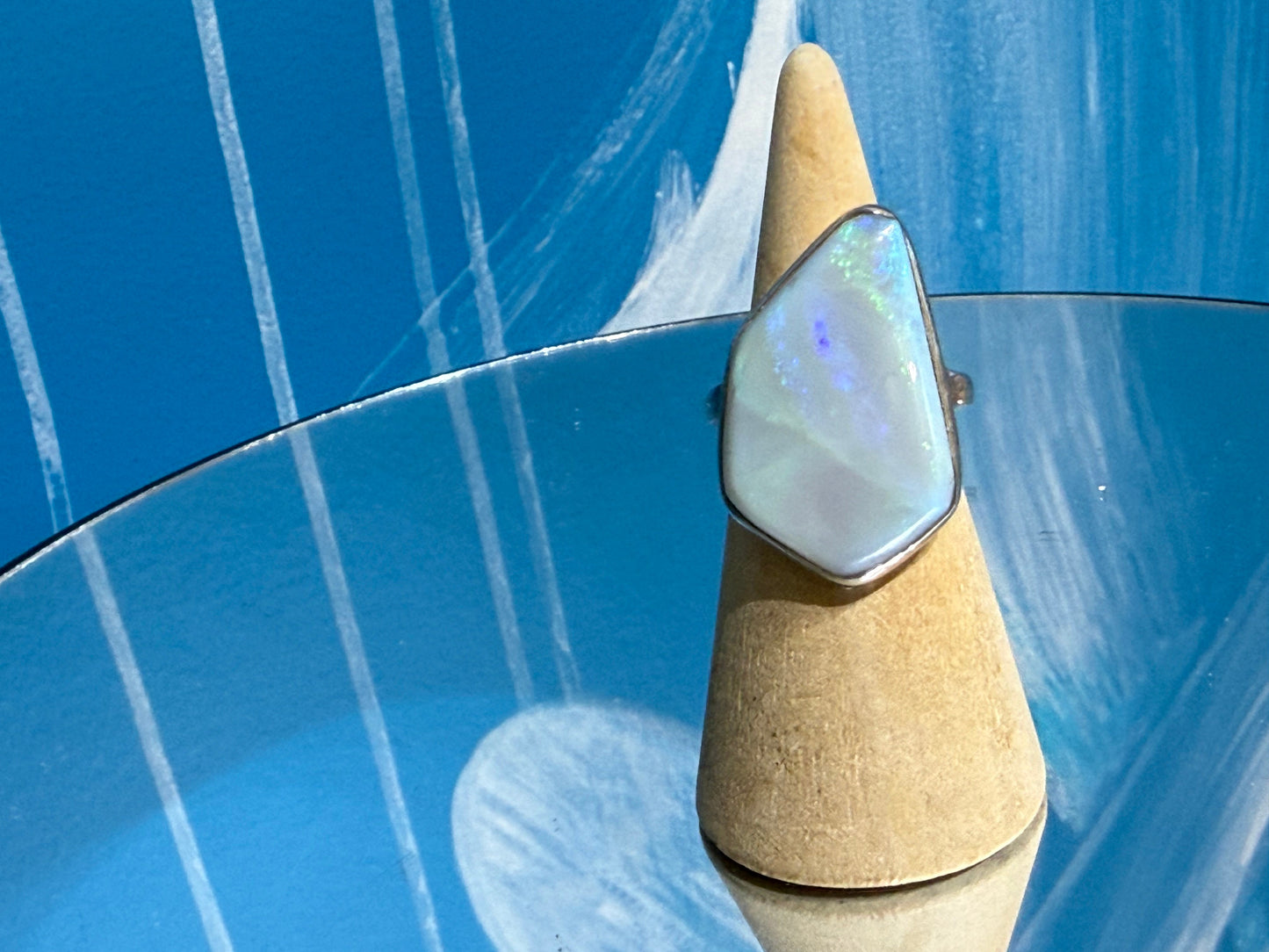 Solid Australian Opal Ring – A Gem of Light, Hope & Inspiration, size 7 3/4 Crystal Wellness