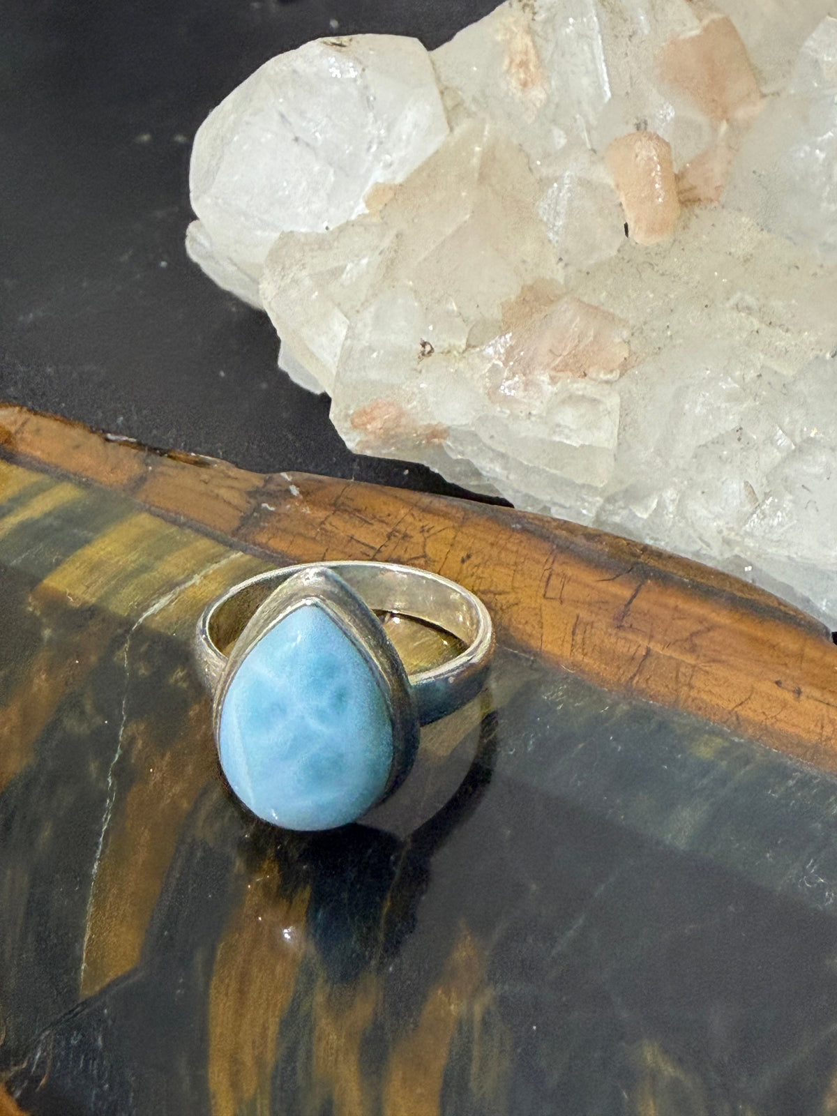 Larimar Ring — Ocean of Serenity, size 6 Crystal Wellness