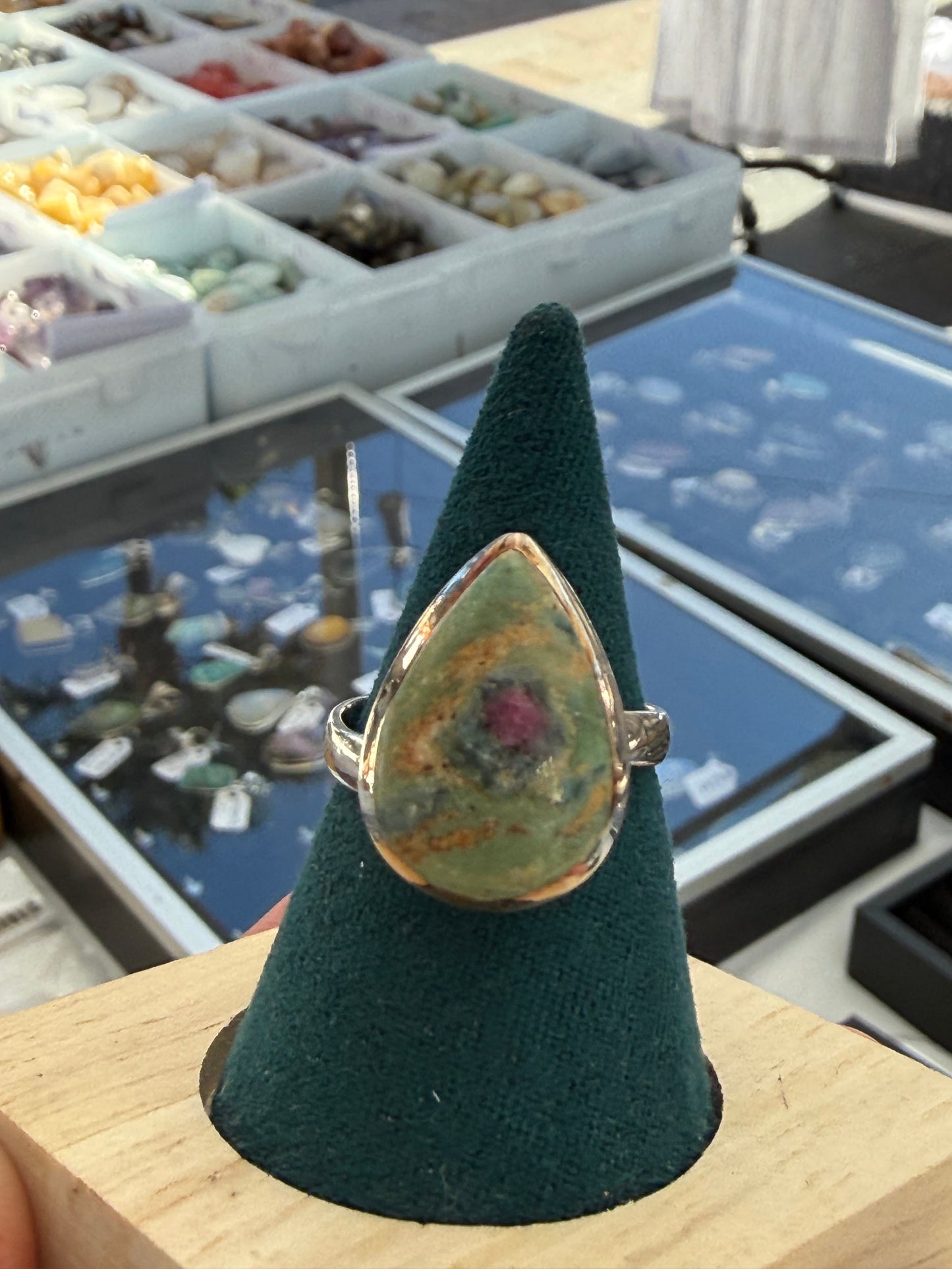 Ruby Fuchsite Heart Awakening Ring, size 8 adjustable Crystal Wellness