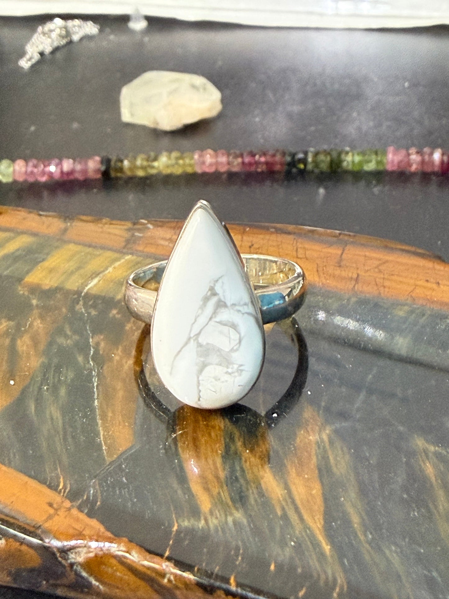 Howlite Ring — The Stone of Calm & Inner Peace, size 8 Crystal Wellness