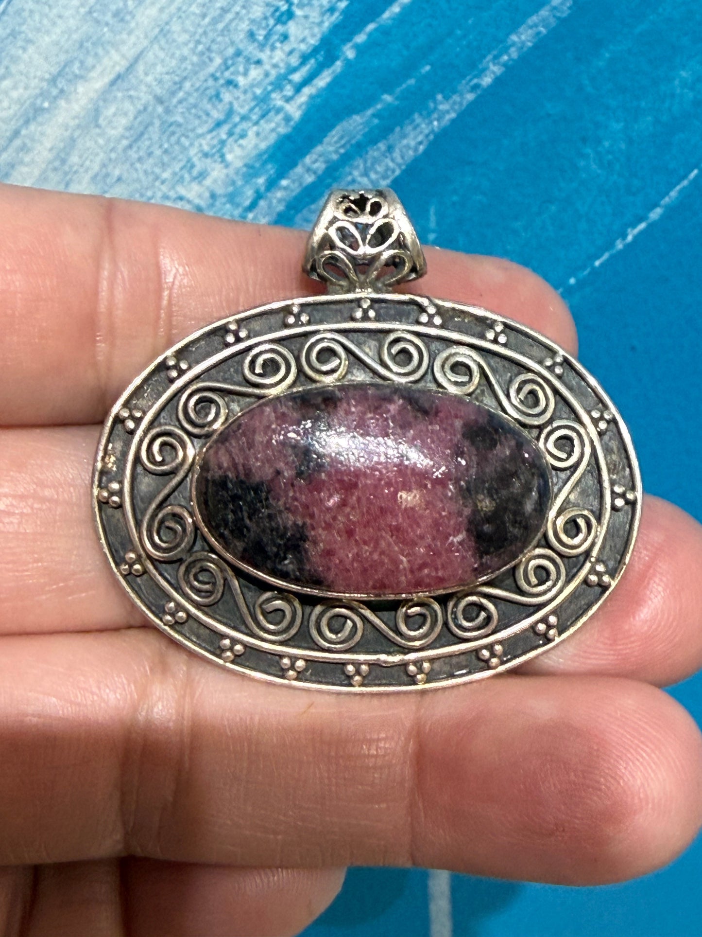 Rhodonite Heart Healing Pendant, 43mmx30mm Crystal Wellness
