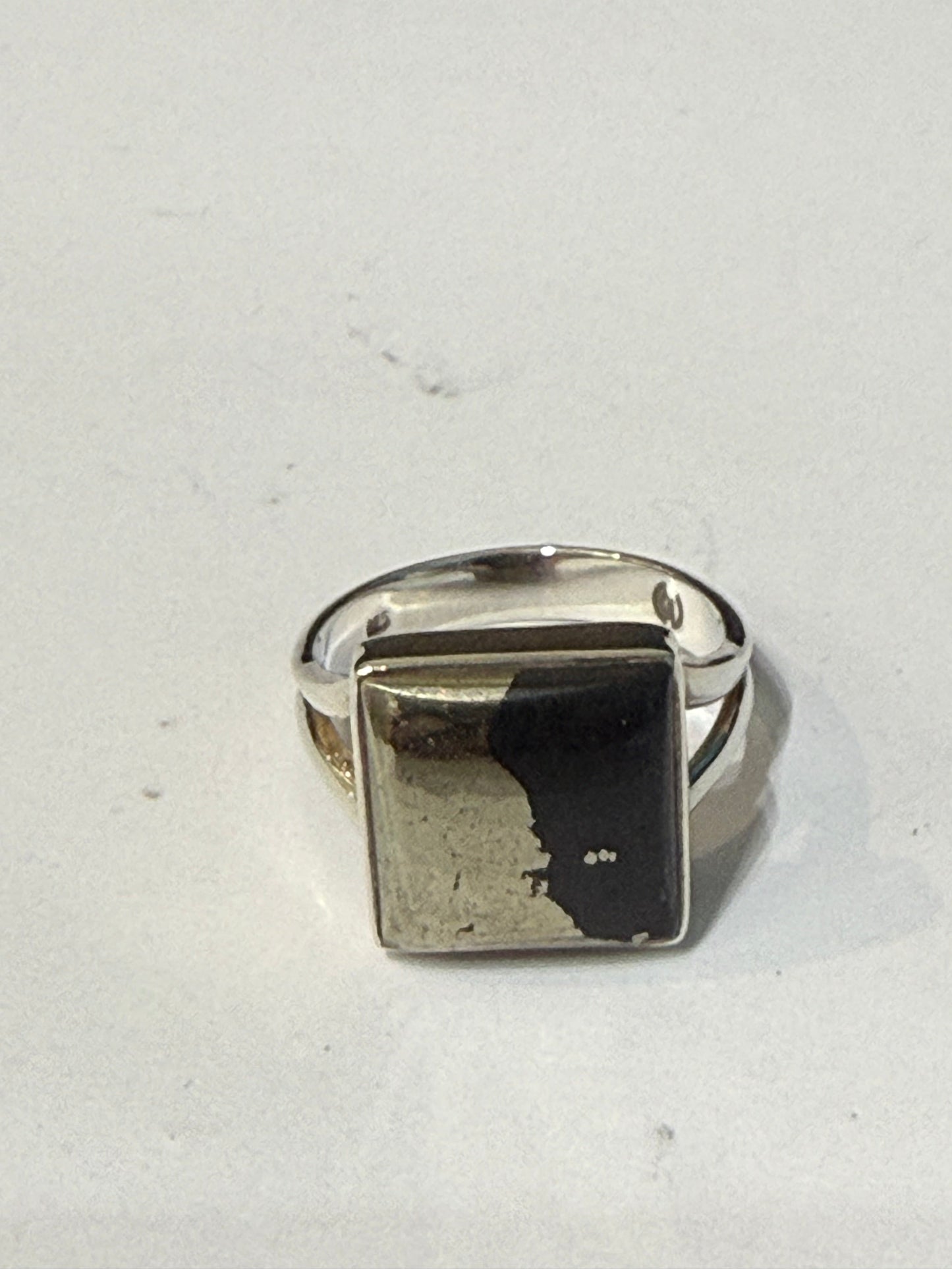 Pyrite & Magnetite Sterling Silver Ring – Size 7 Crystal Wellness