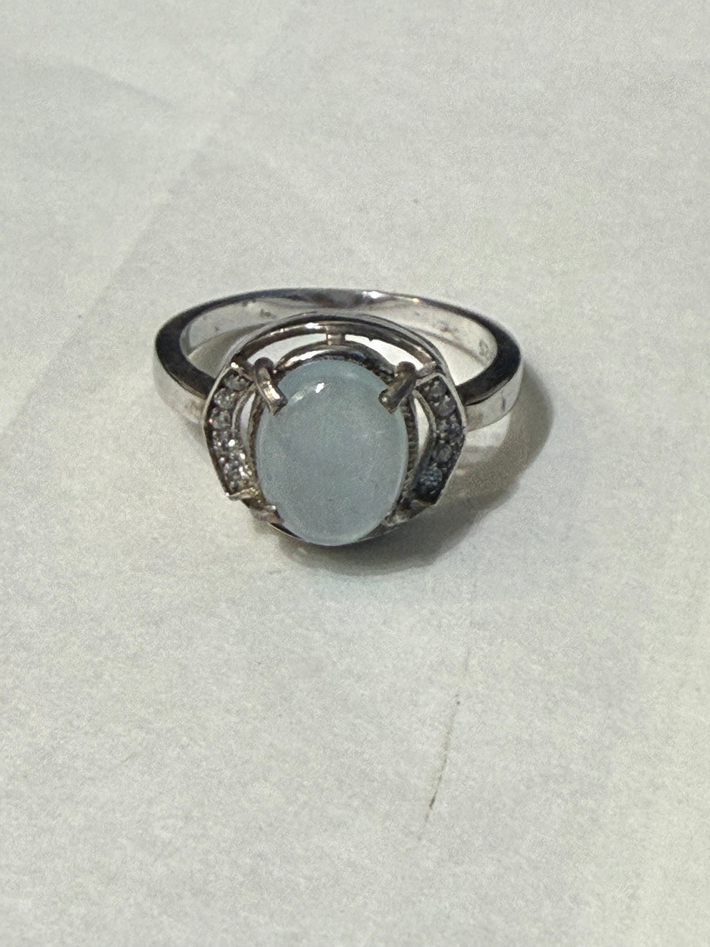 Ocean Light Aquamarine & Zircon Ring – Sterling Silver Size 6.5 Crystal Wellness