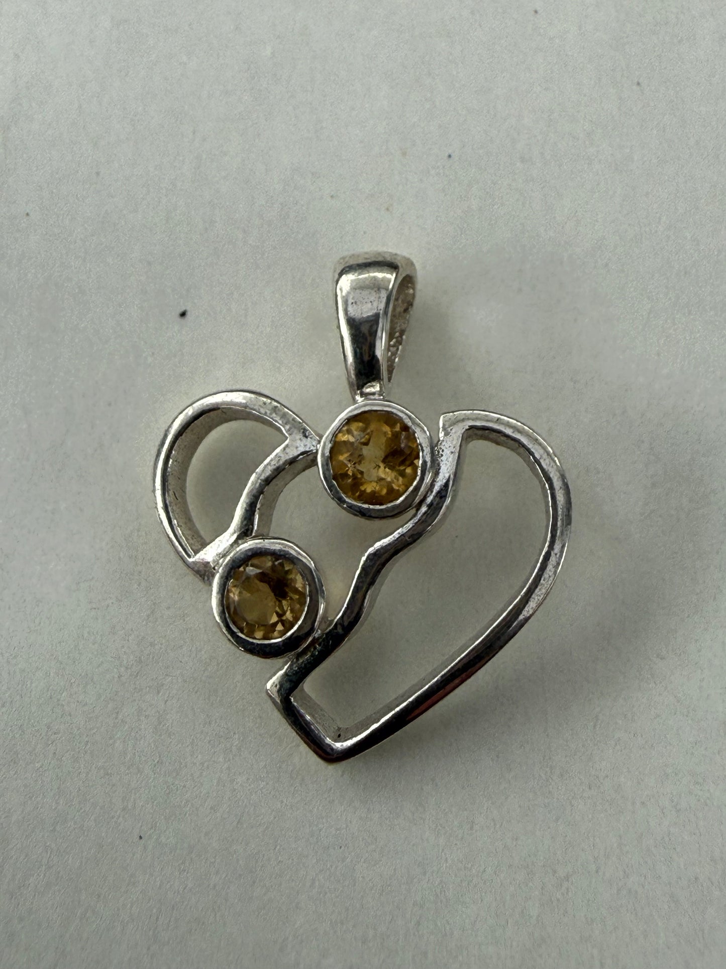 Heart of Light — Citrine Silver Pendant 20mmx19mm Crystal Wellness