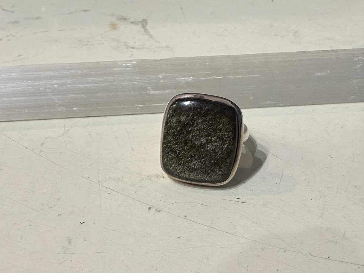 Goldsheen Obsidian Ring, size 7 – Shield of Power & Inner Truth Crystal Wellness