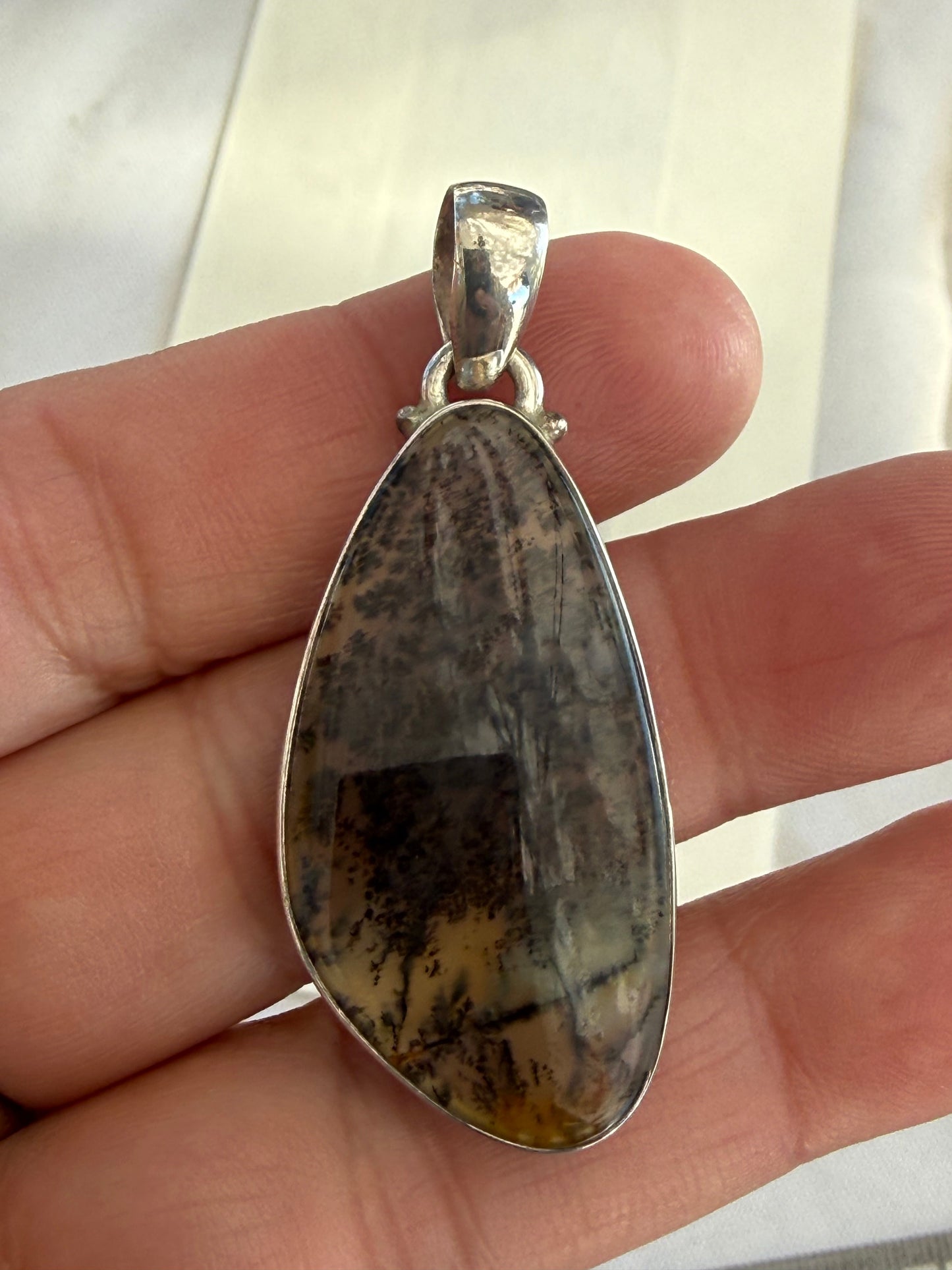 Russian Dendrite Agate Pendant – Stone of Growth & Inner Connection, 37mmx18mm Crystal Wellness