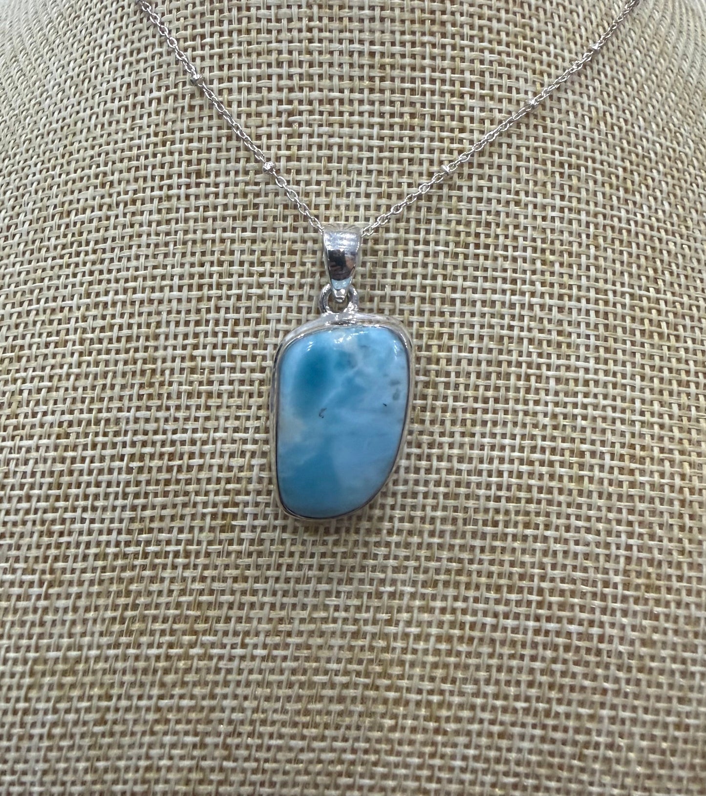 Larimar Sterling Silver (92.5) Pendant High Grade – 24x16 mm Crystal Wellness