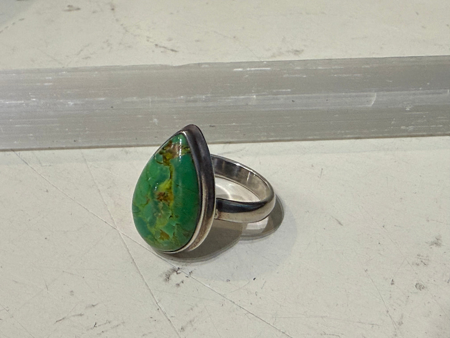 Green Mohave Turquoise Ring, size 7.5 – Heart of Earth & Sky Crystal Wellness