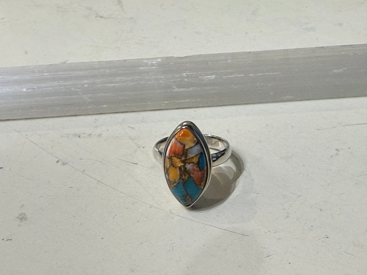 Spiny Oyster Turquoise Ring, size 8 Crystal Wellness