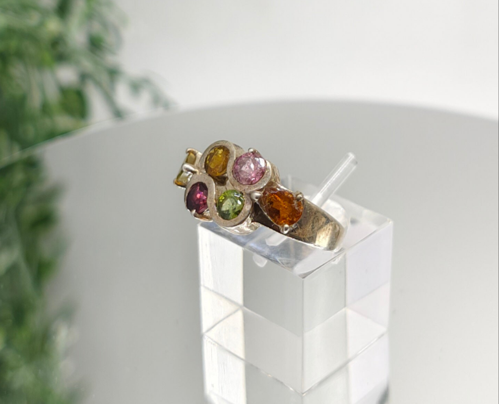 All Colour Tourmaline and Citrine 925 Sterling Silver Rings Size 6 Crystal Wellness
