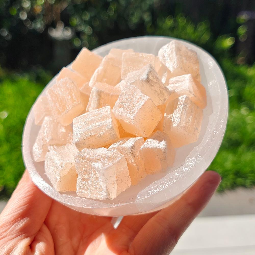 Selenite Bowl with Peach Selenite 10x5.5cm 495gr Crystal Wellness
