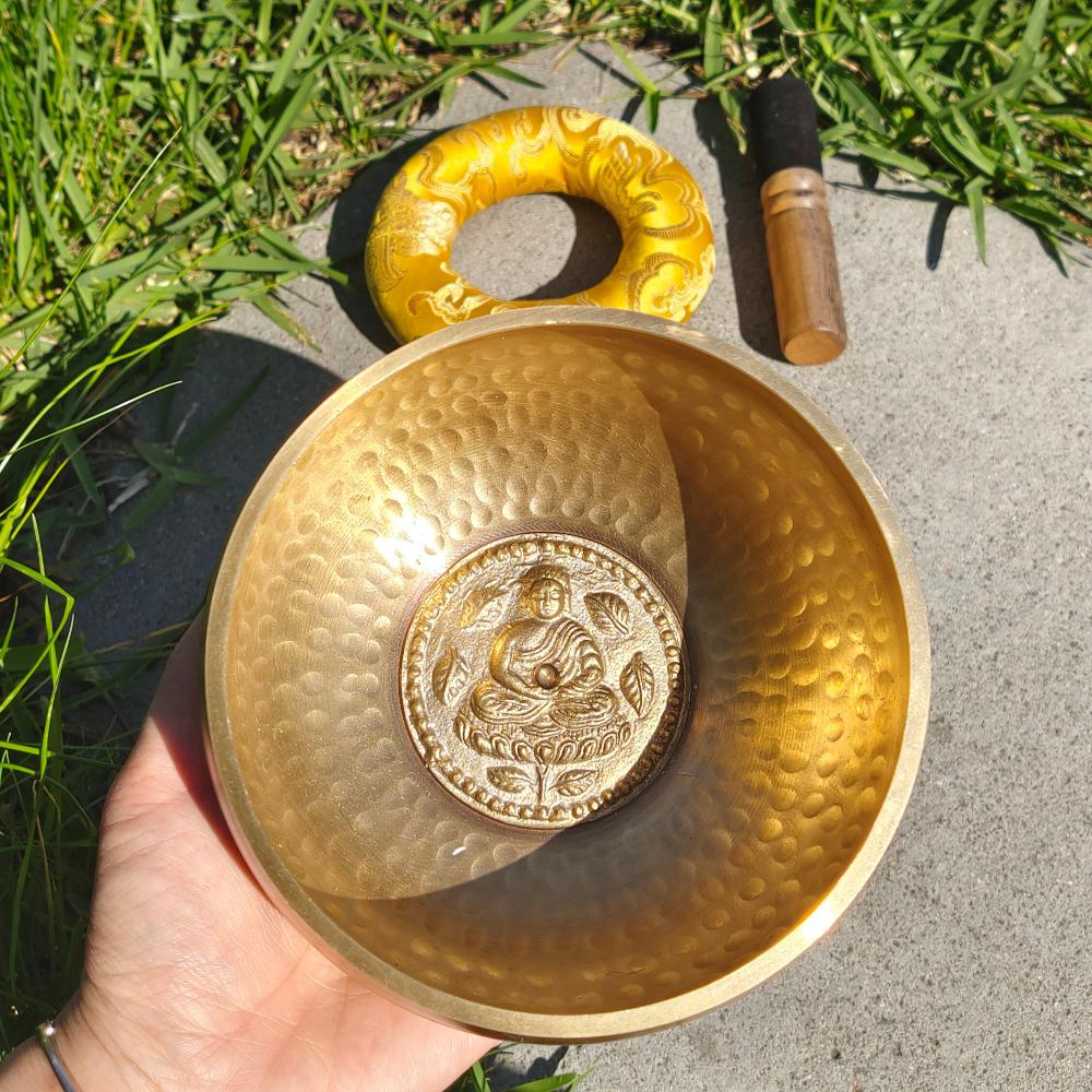 Tibetan Handmade Singing Bowl With Buddha Mantra Design 14cm Crystal Wellness