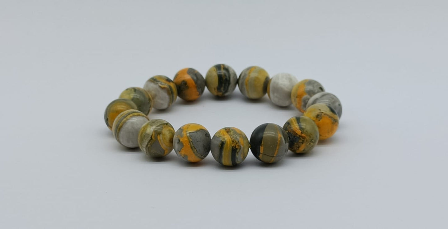 Bumblebee Jasper Beads Bracelet 8mm High Quality Crystal Wellness