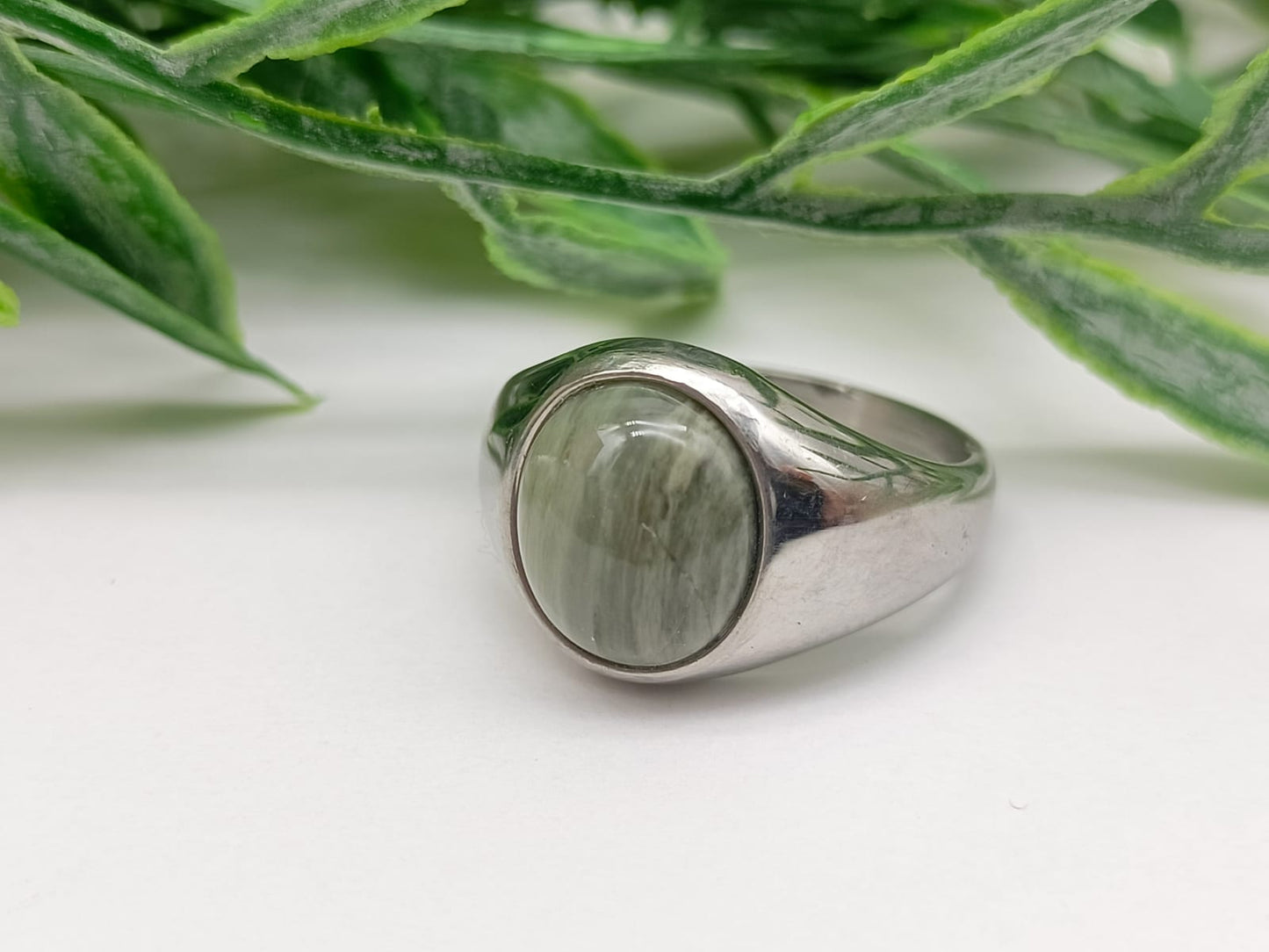 Actinolite Titanium Ring Size 9 US Crystal Wellness