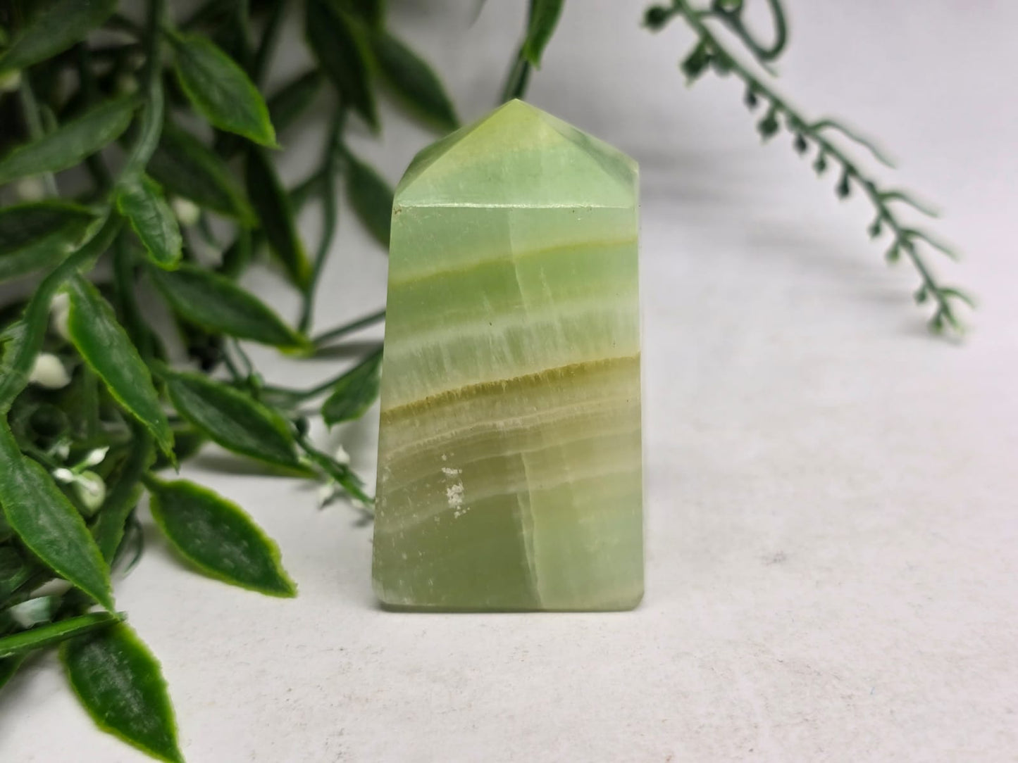 Pistachio Calcite Point Crystal Wellness