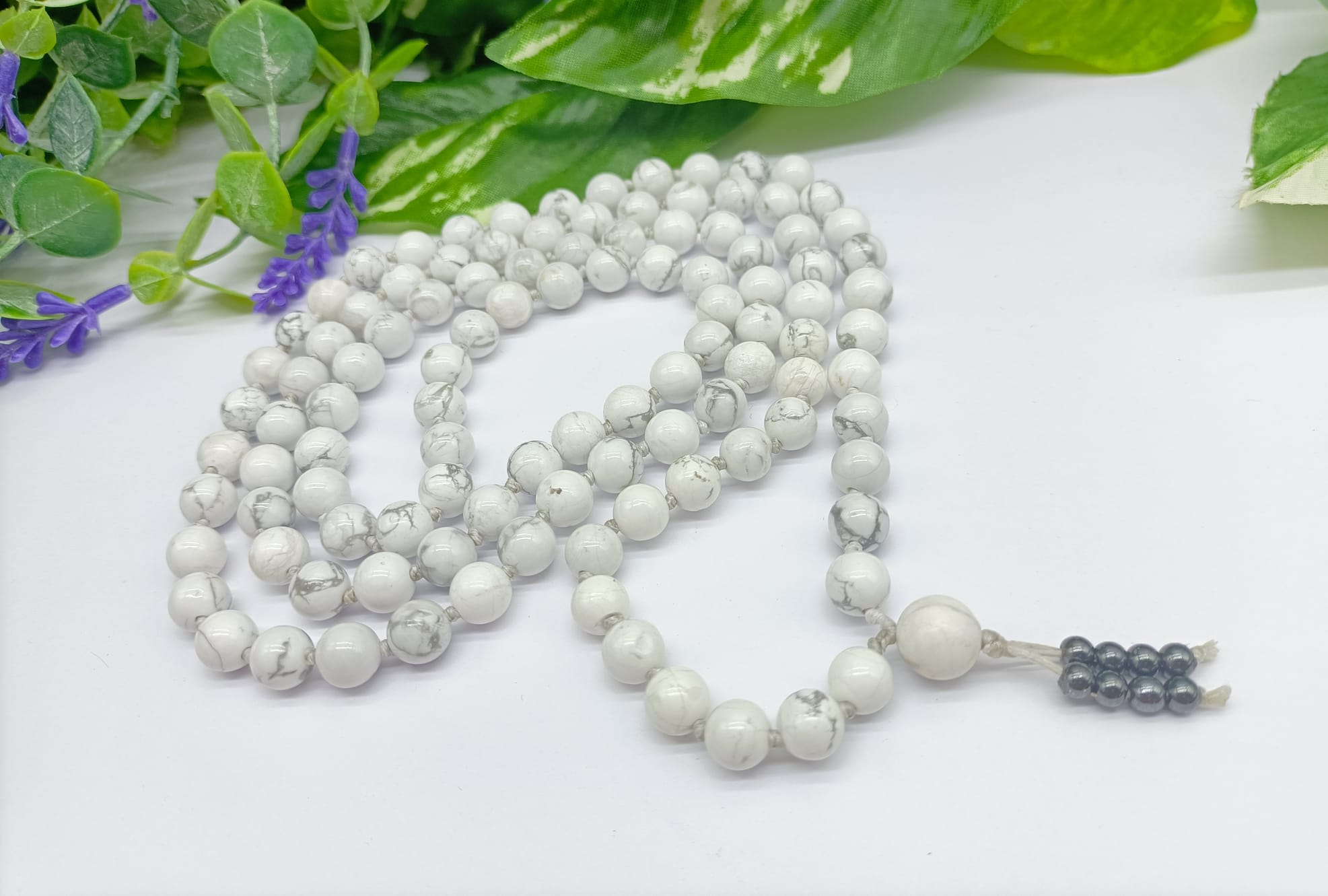 Howlite 108 Mala Beads Crystal Wellness