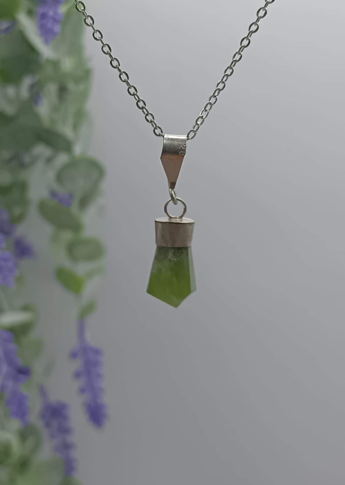 Peridot 925 Sterling Silver Pendant (Chain included)