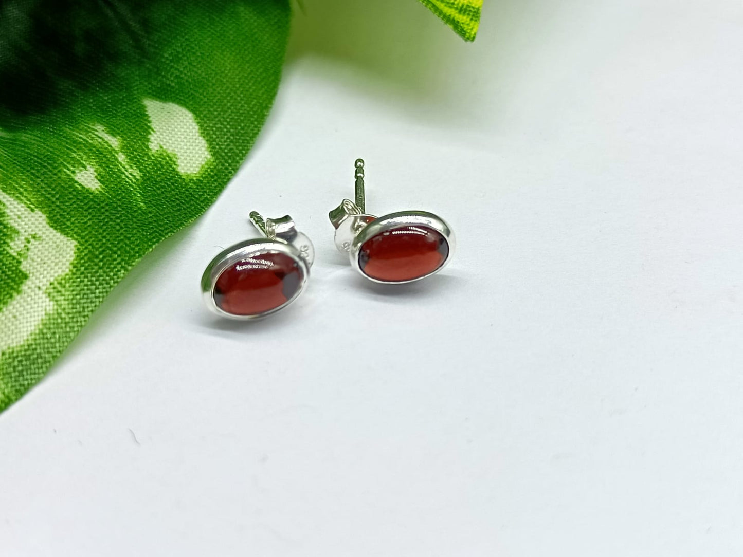 Garnet 925 Sterling Silver Studs Crystal Wellness