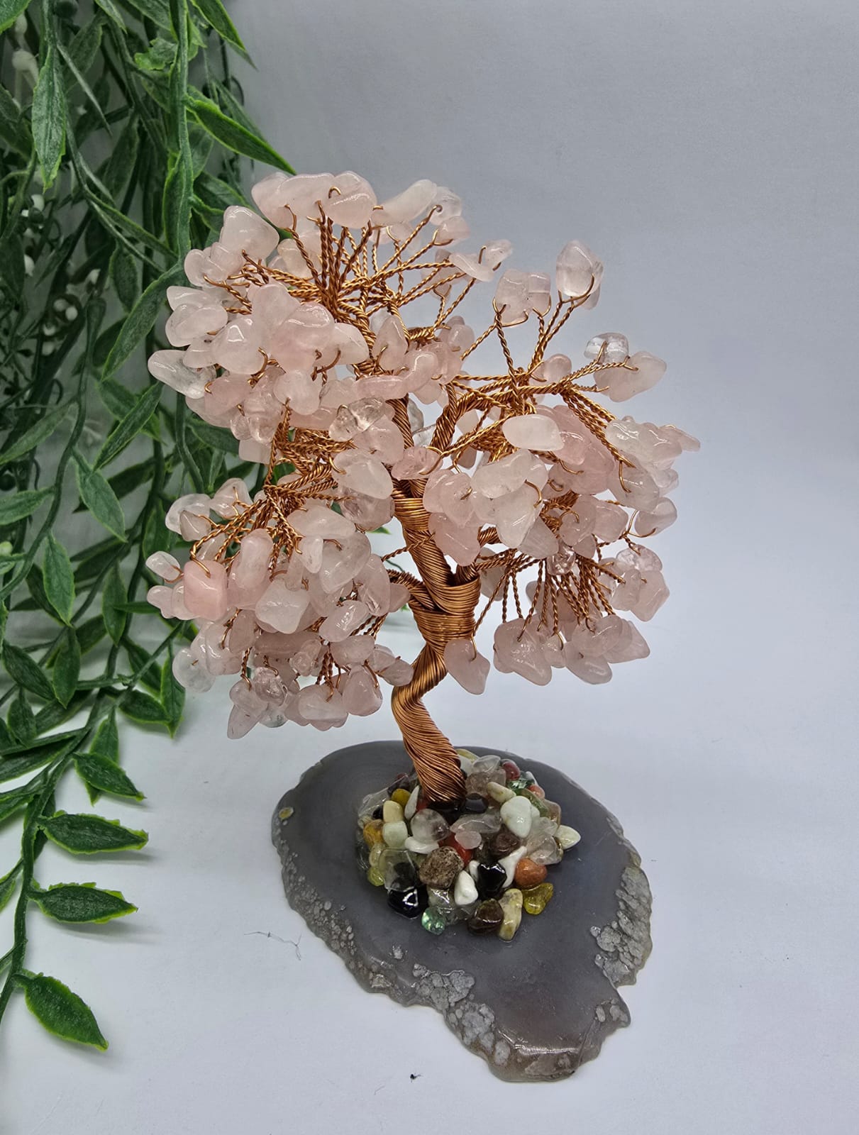 AAA Rose Quartz Tree on Agate Base Crystal Wellness