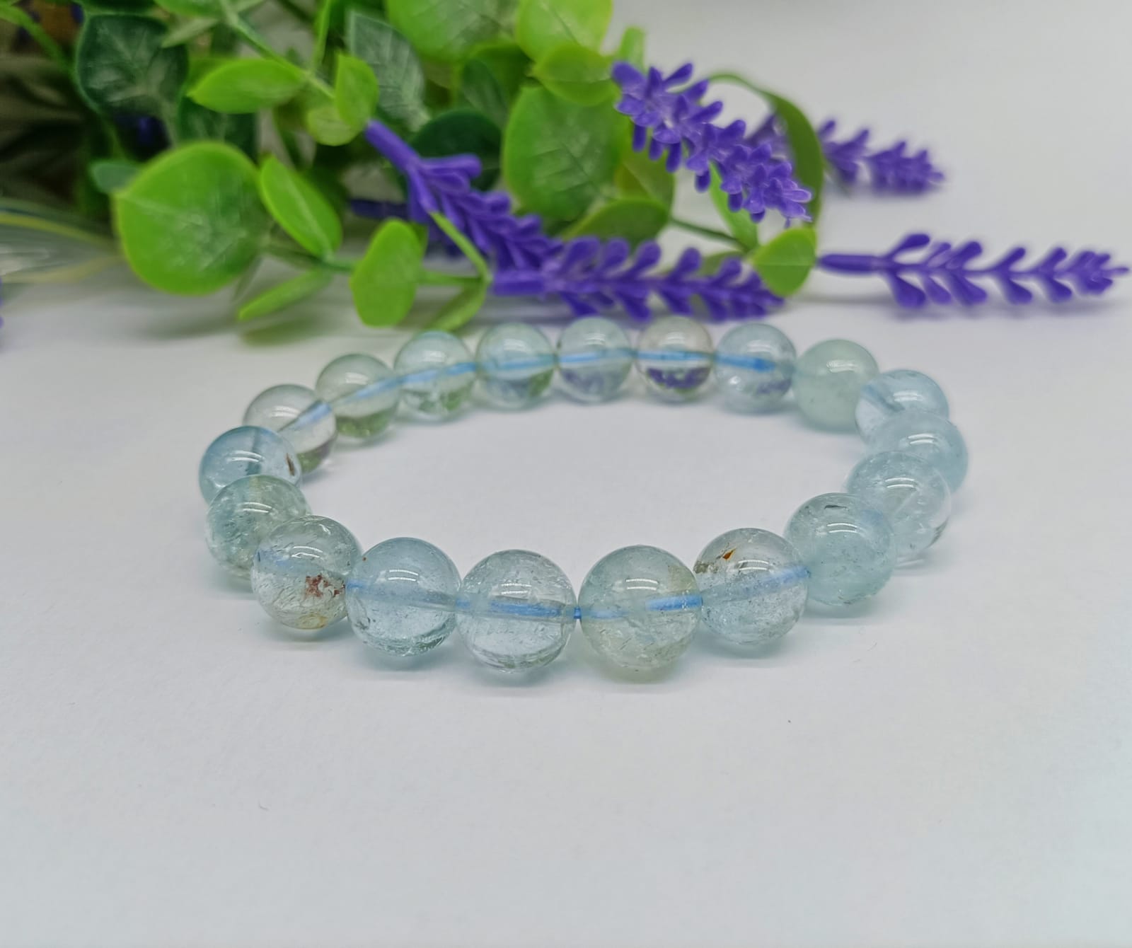 Natural Blue Topaz 10mm Beads Bracelets Crystal Wellness