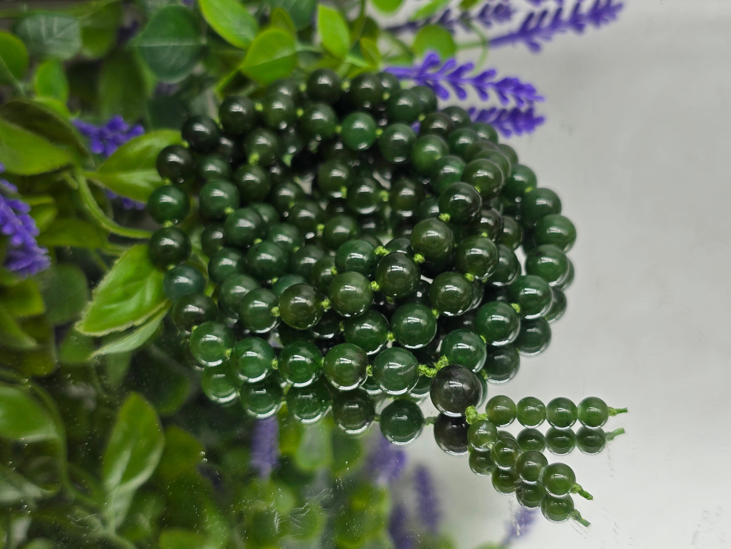 Premium High-Grade Russian Jade 108 Japa Mala Beads Necklace – Stone of Grounded Prosperity & Deep Healing Crystal Wellness