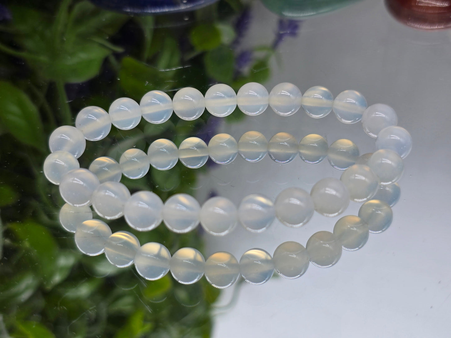 White Agate Bead Bracelet (Stone of Peace & Gentle Protection) Crystal Wellness