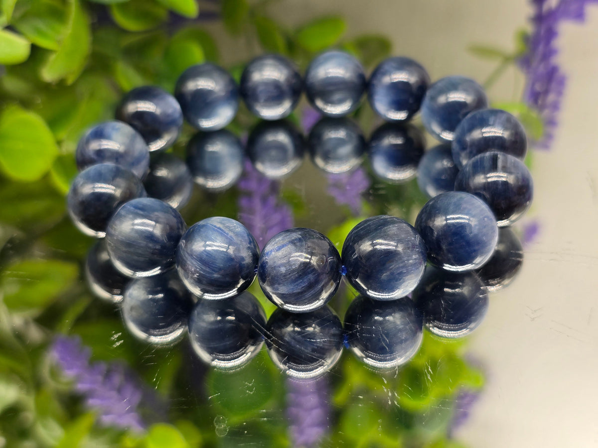 Blue Kyanite Bracelet 14mm | High Grade | Stone of Intuition, Clear Communication & Spiritual Alignment Crystal Wellness