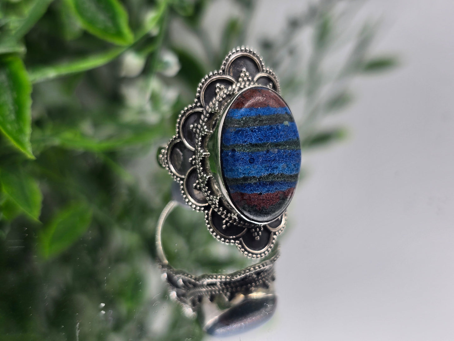 Rainbow Calsilica 925 Sterling Silver Ring (Size 9) – Stone of Joy, Creativity & Emotional Harmony Crystal Wellness