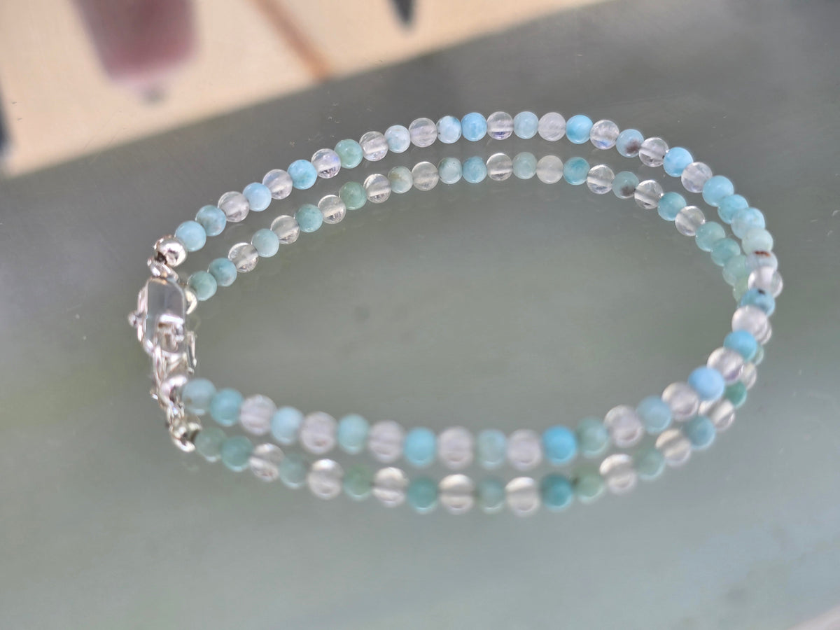 Larimar Ocean Whisper Silver Pendant 25mmx17mm Crystal Wellness
