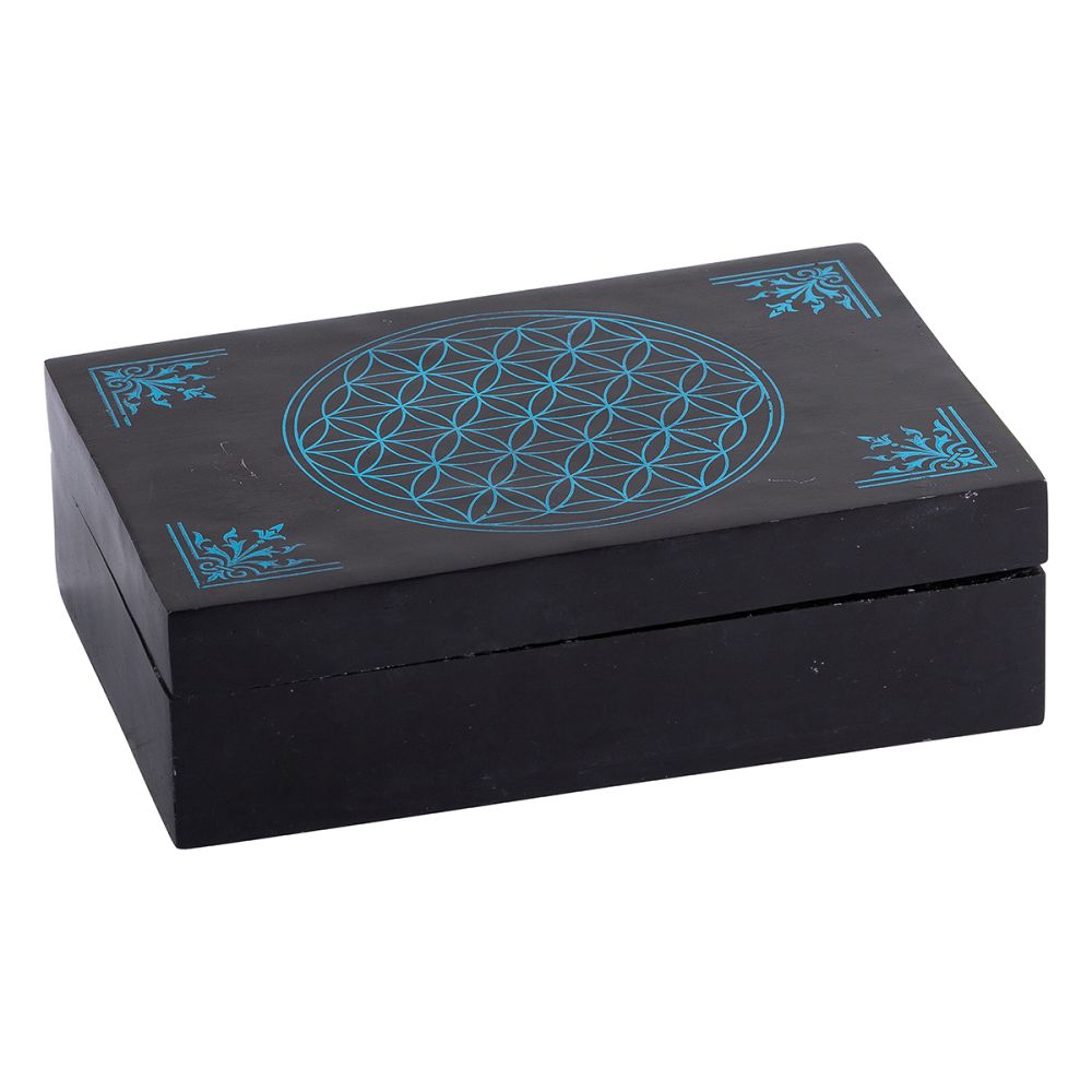 Soapstone Box – Flower of Life | Sacred Geometry & Spiritual Harmony Crystal Wellness