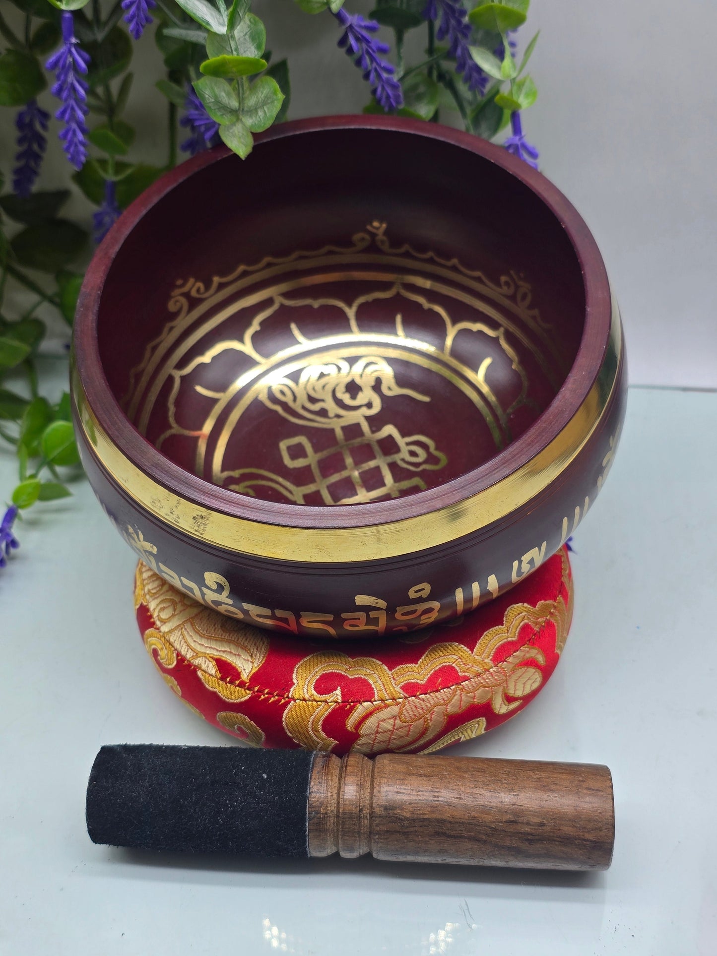 Tibetan Singing Bowl – “Om Mani Padme Hum” | B Note | Crown Chakra | 6 Inch Crystal Wellness